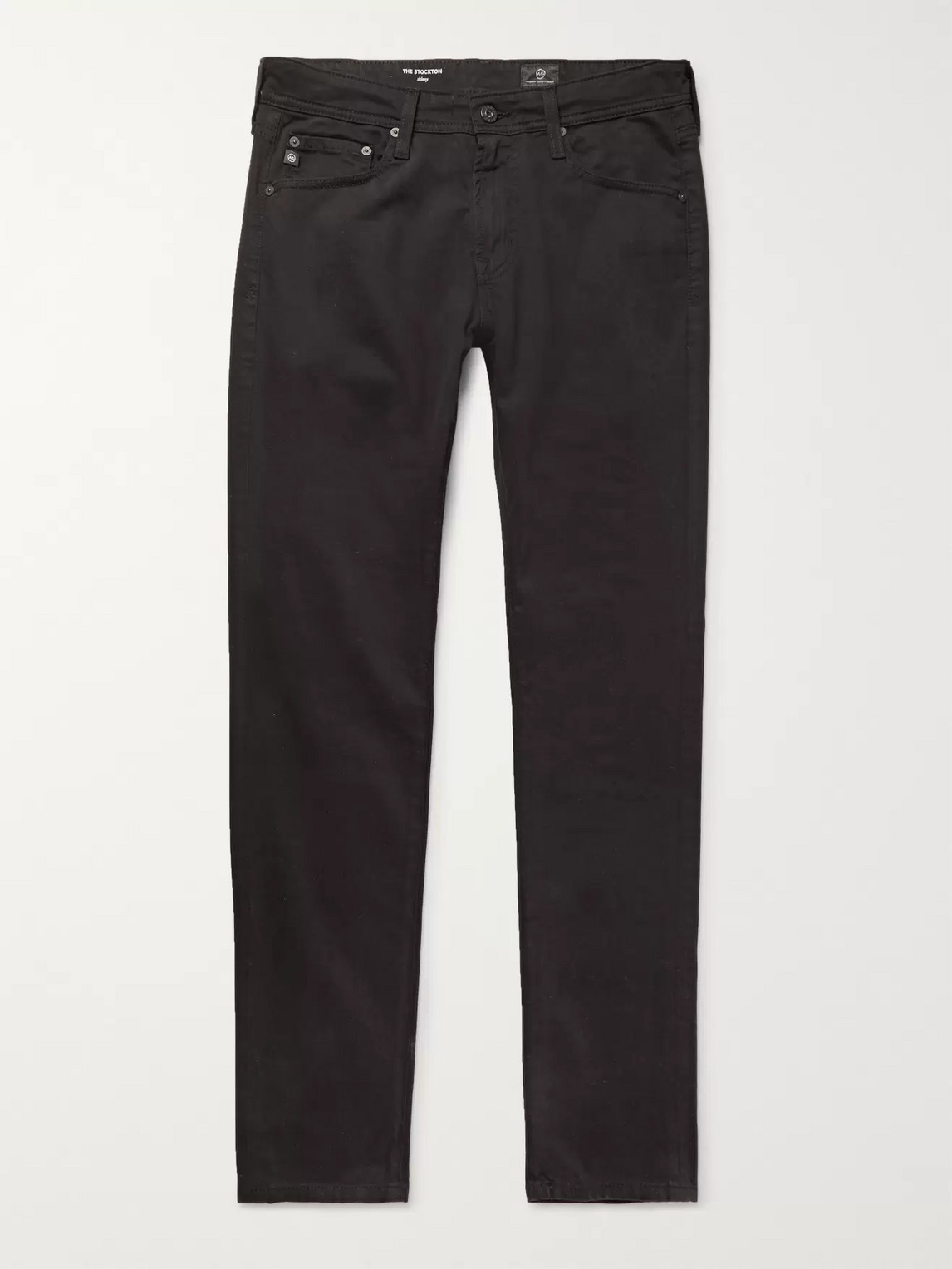 Ag Stockton Skinny-fit Brushed Stretch-cotton Trousers In Black