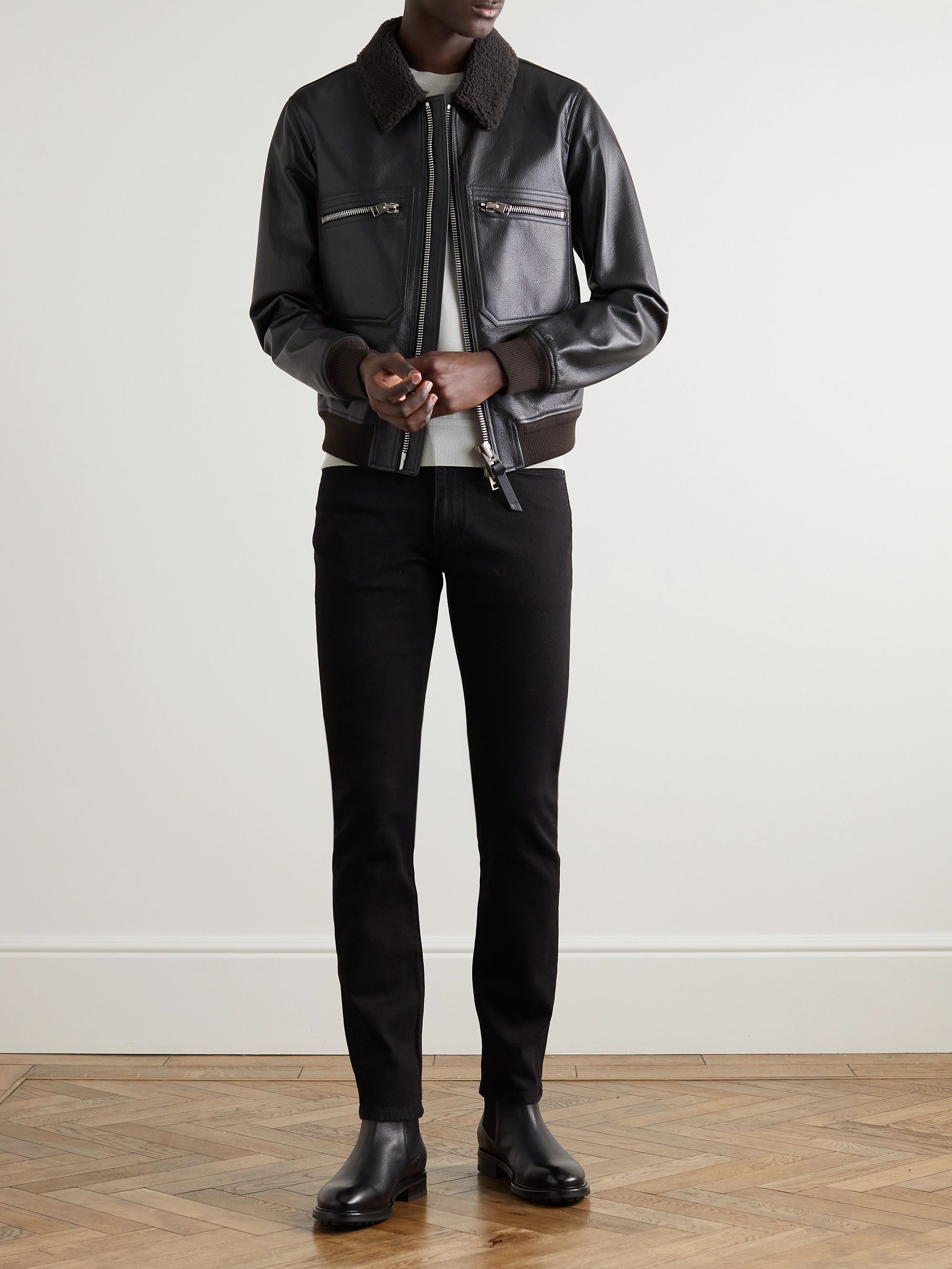 Black Slim-Fit Stretch-Denim Jeans | Dunhill | MR PORTER