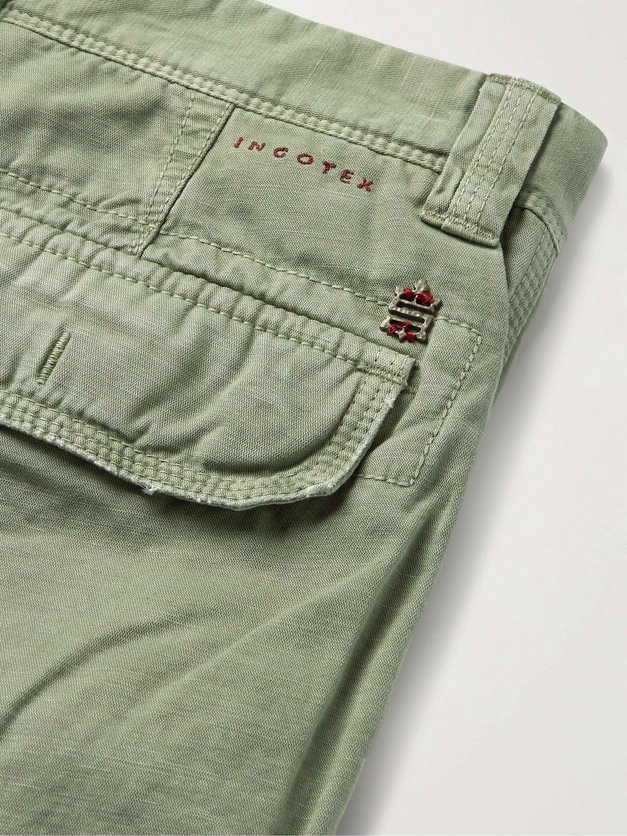 INCOTEX Cotton and Linen-Blend Cargo Shorts