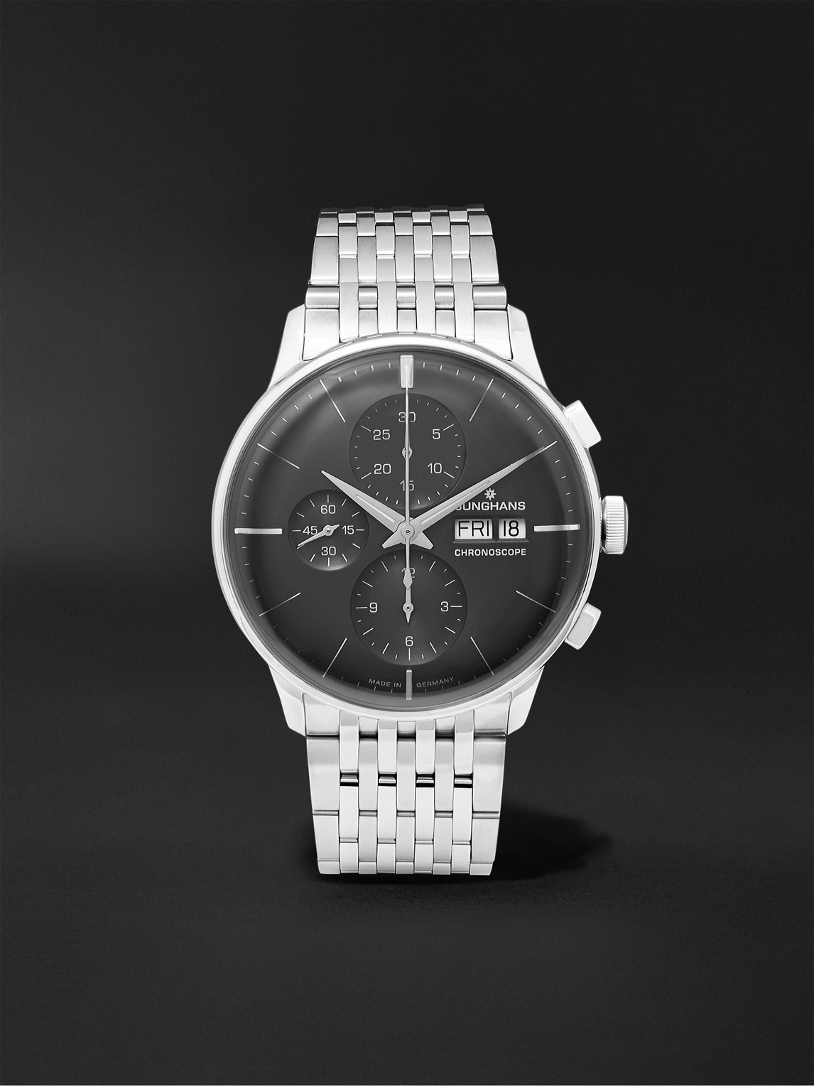 Junghans Meister Chronoscope Automatic 40mm Stainless Steel Watch, Ref. No. 27432445 In Black