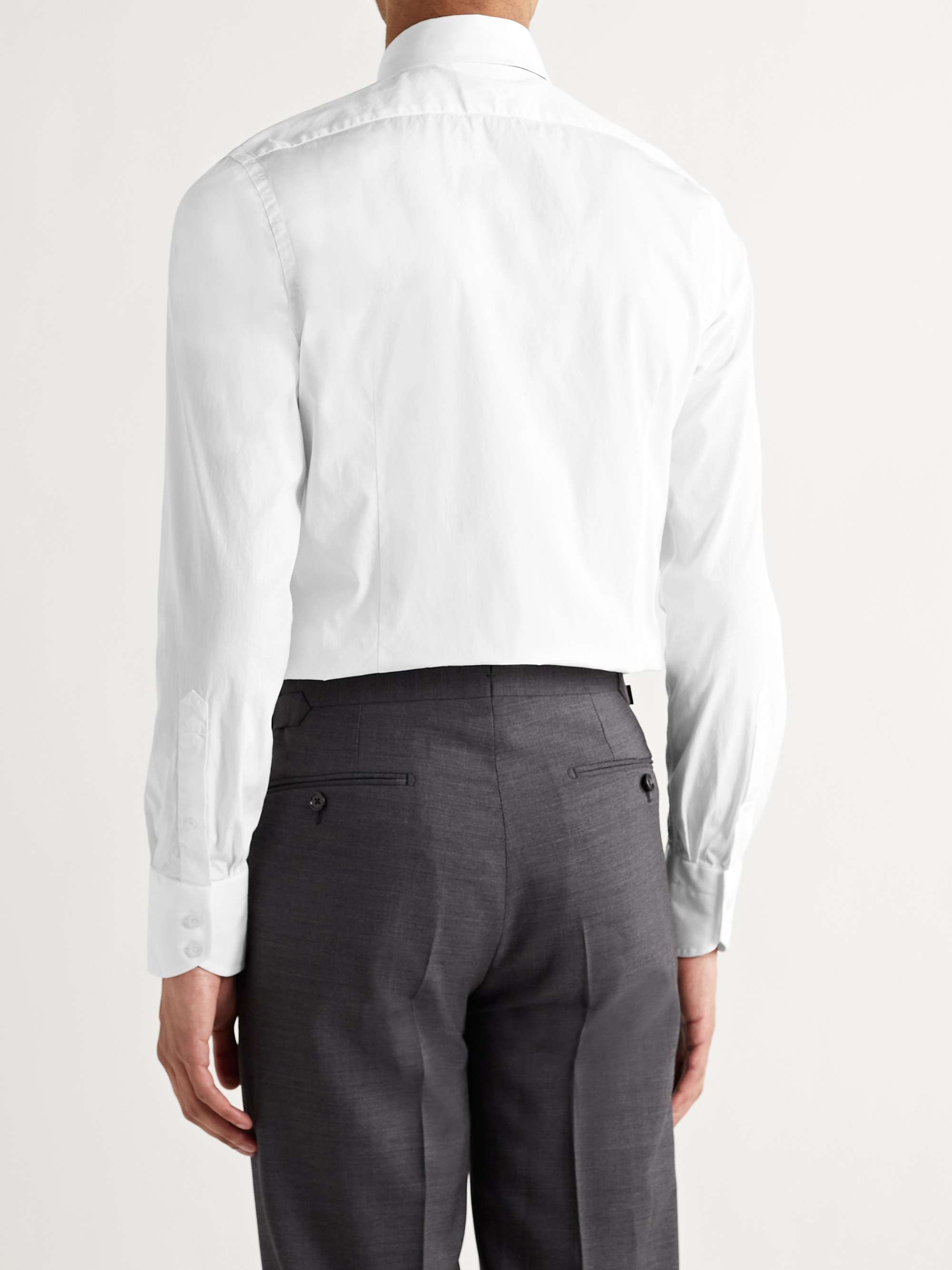 TOM FORD White Slim-Fit Cutaway-Collar Cotton-Poplin Shirt