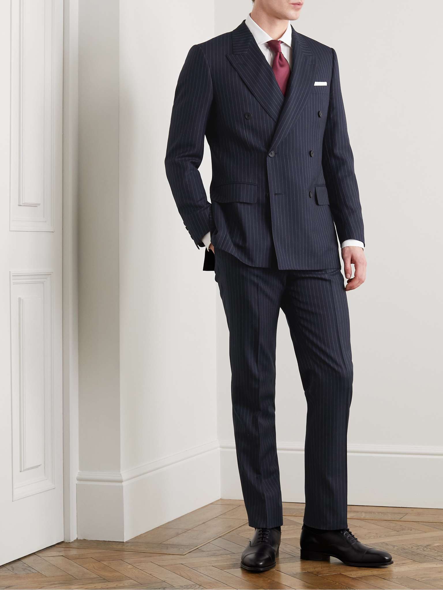 Navy Harry's Navy Pinstriped Super 120s Wool Suit | KINGSMAN | MR PORTER