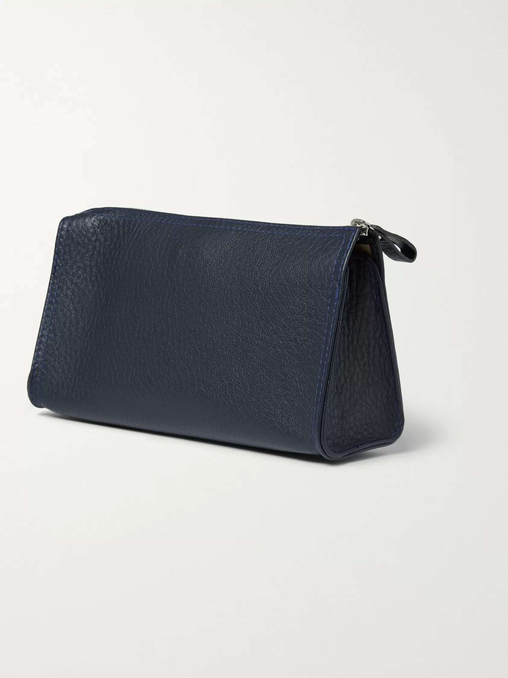D R Harris Grained-Leather Wash Bag