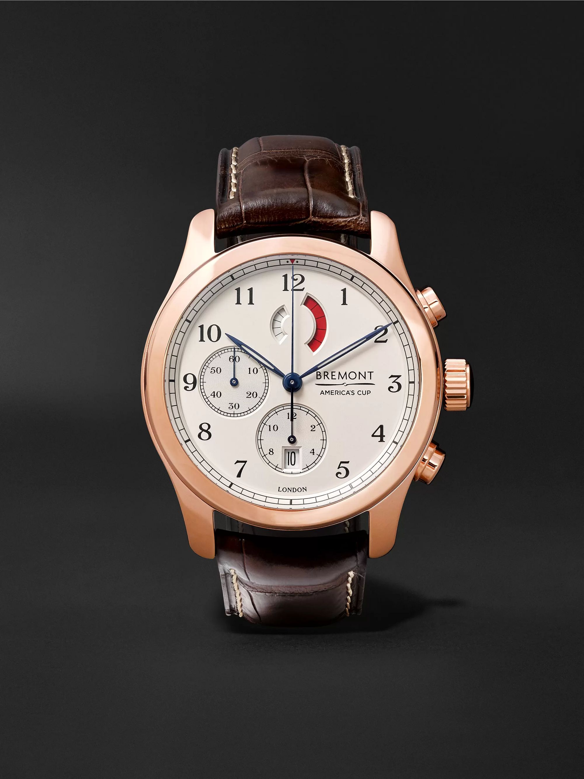 BREMONT America's Cup Regatta Automatic Chronograph 43mm Rose Gold and Alligator Watch, Ref. No. AC-R/RG