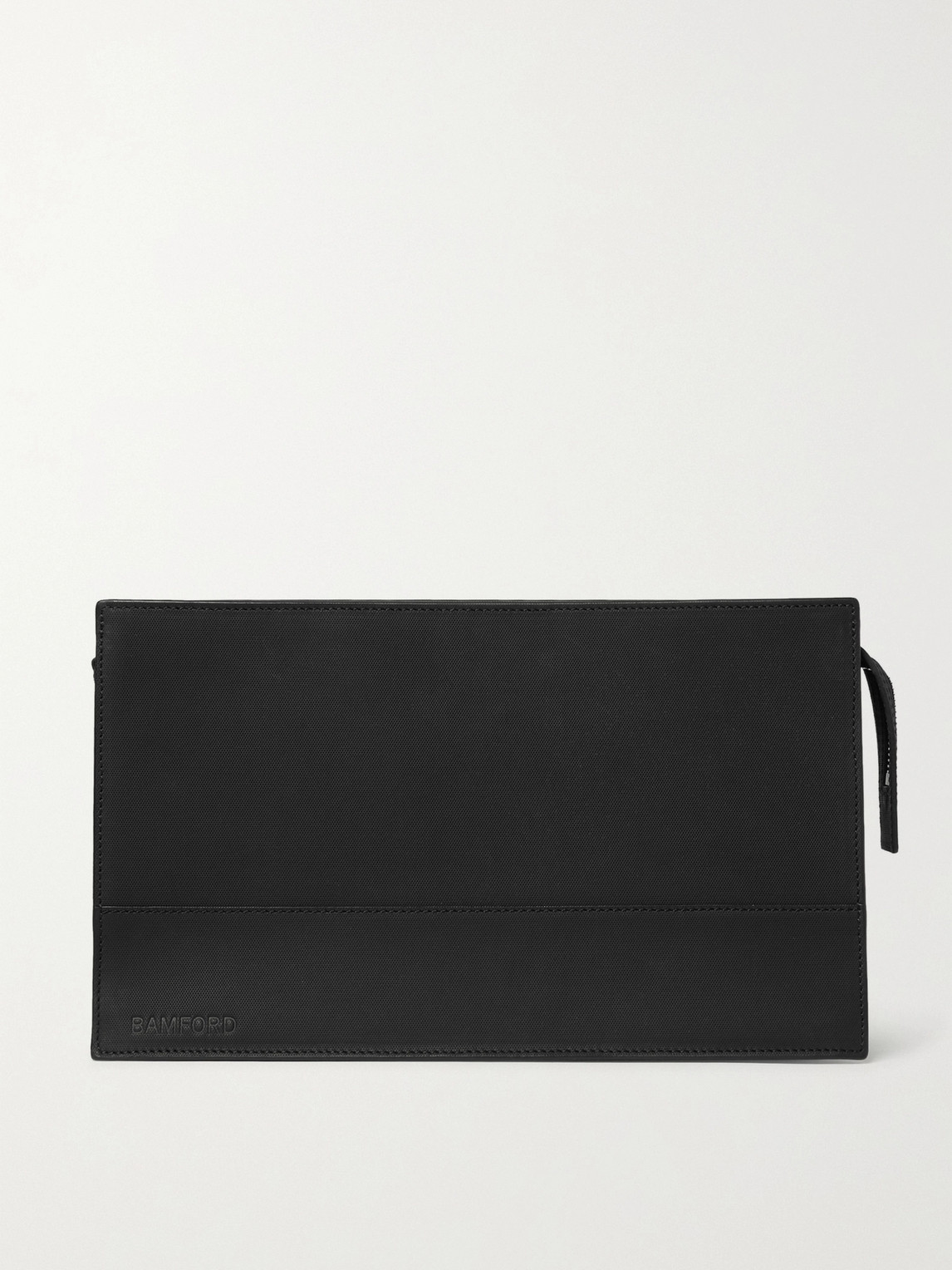 Bamford Grooming Department Perforated Leather Wash Bag In Black