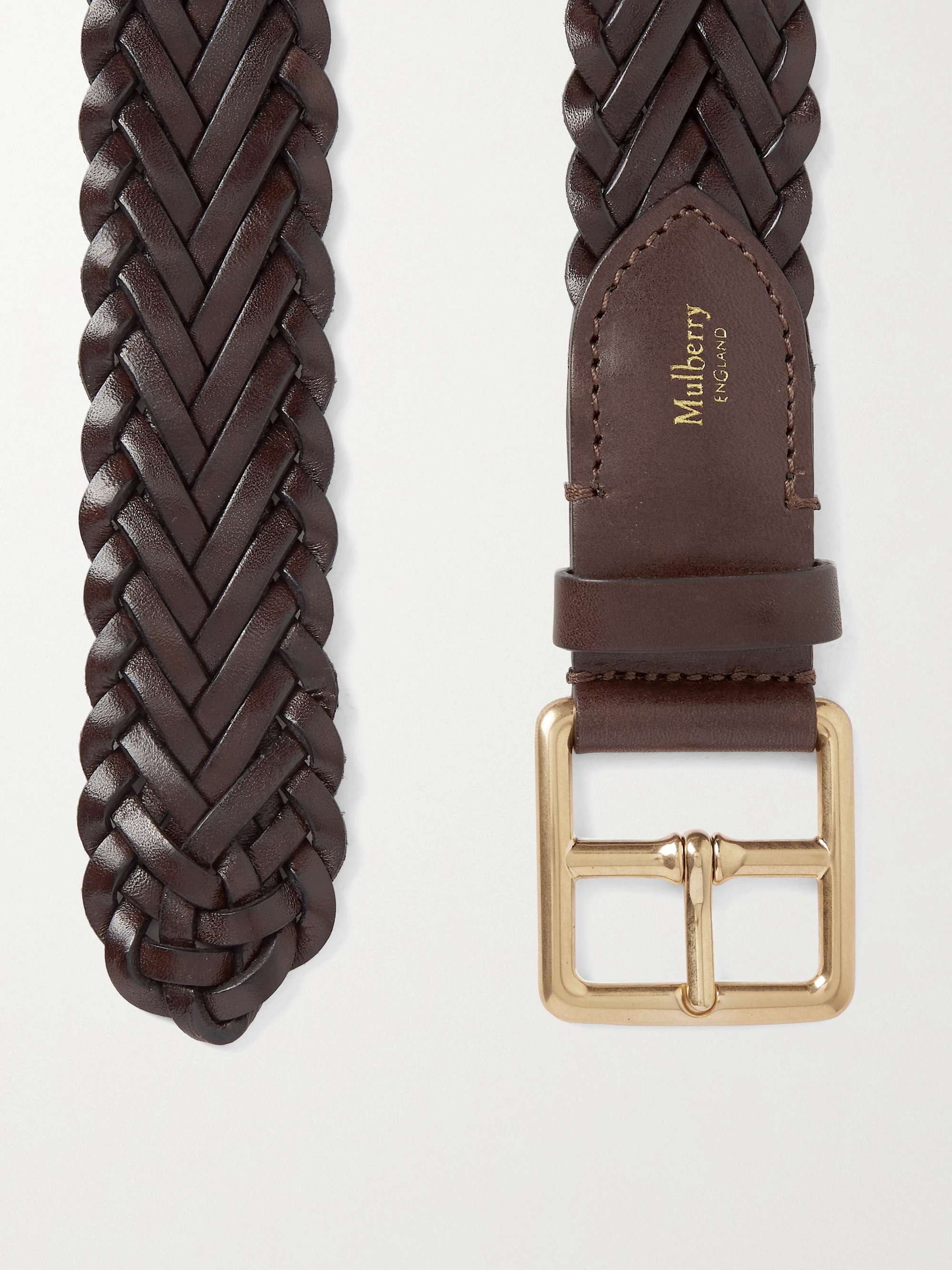 MULBERRY 4cm Brown Woven Leather Belt
