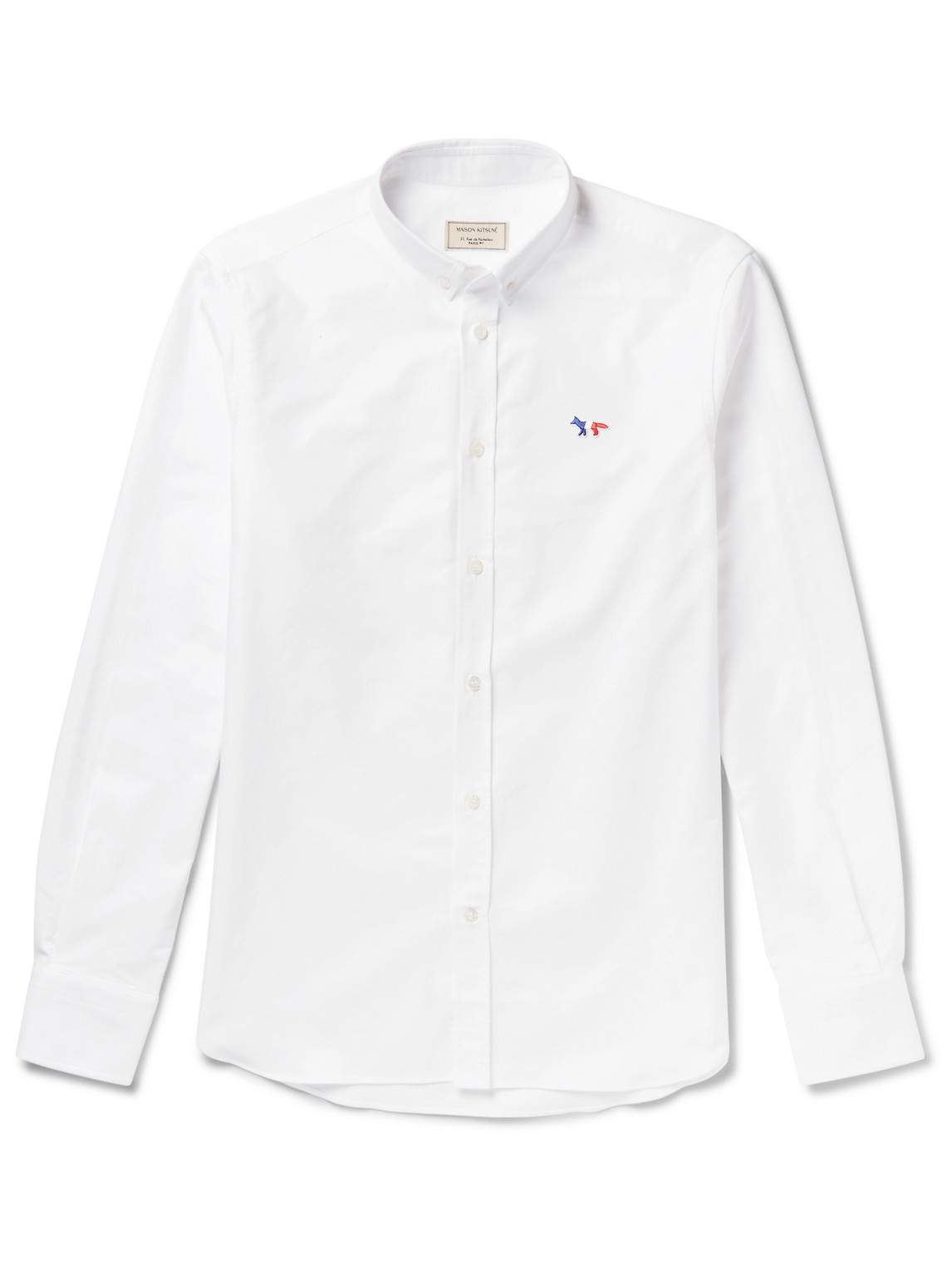 Maison Kitsuné Slim-Fit Button-Down Collar Logo-Appliquéd Cotton Oxford Shirt