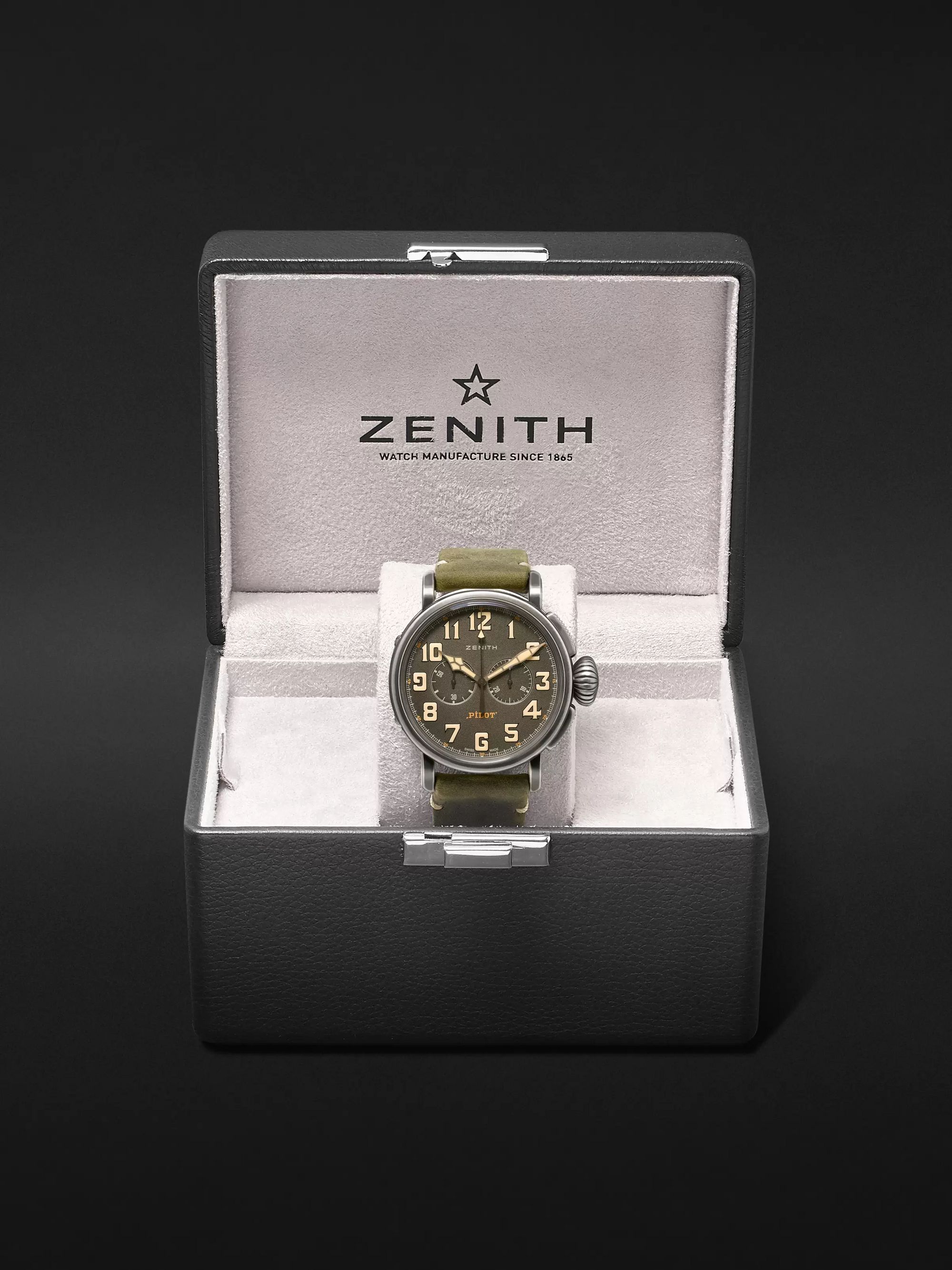 ZENITH Heritage Pilot Ton-Up 45mm Stainless Steel and Nubuck Watch, Ref. No. 11.2430.4069/21.C773