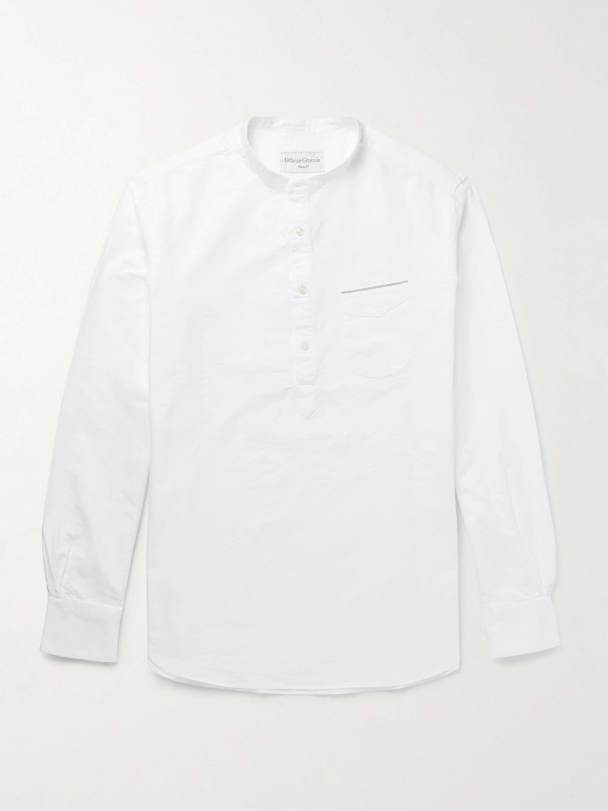 OFFICINE GÉNÉRALE Auguste Grandad-Collar Cotton Oxford Shirt