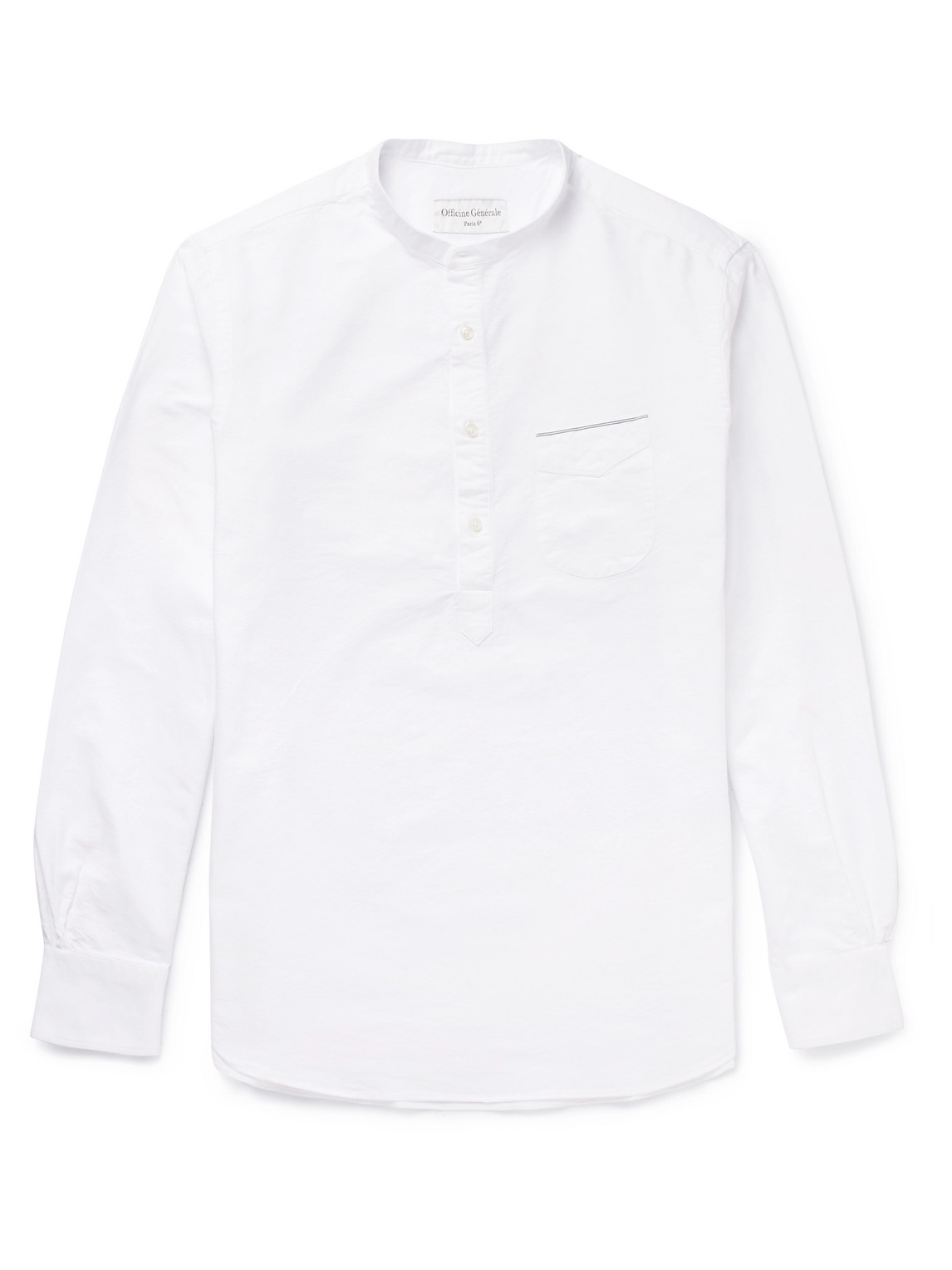 Officine Générale Auguste Grandad-Collar Cotton Oxford Shirt