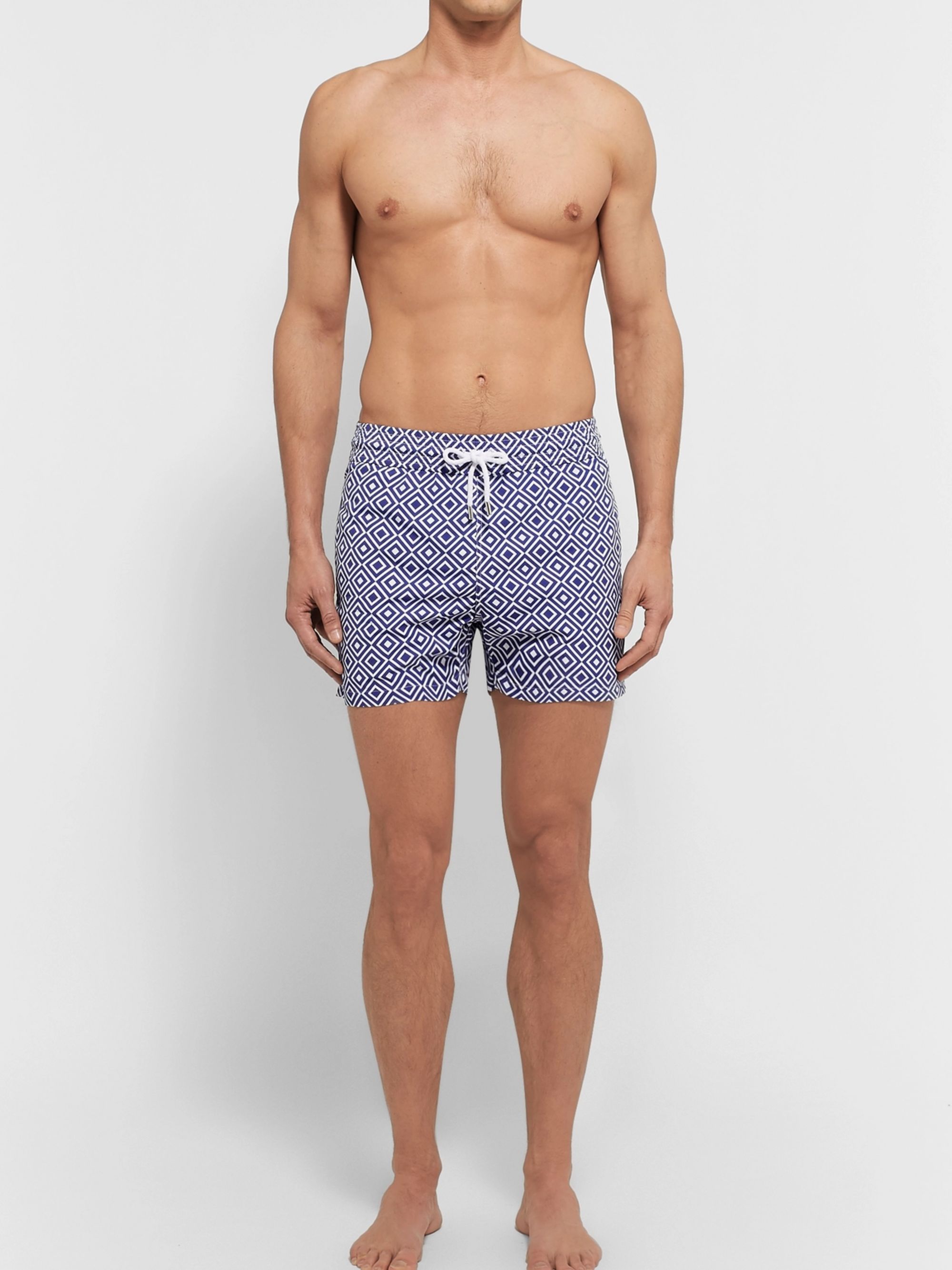 Blue Angra Slim-Fit Short-Length Printed Swim Shorts | Frescobol ...