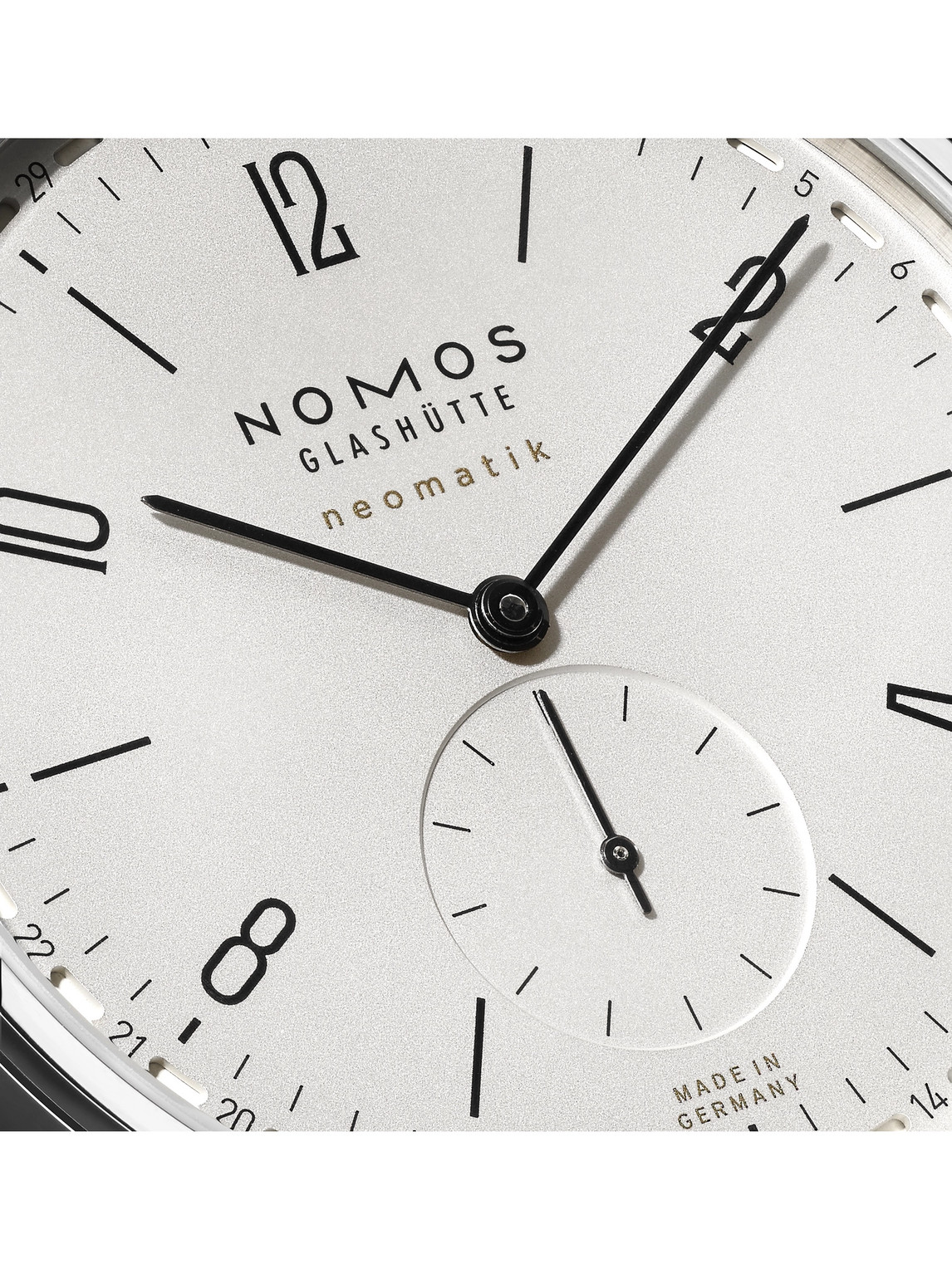 Shop Nomos Glashütte Tangente Neomatik Automatic 41mm Stainless Steel And Leather Watch, Ref. No. 180 In White