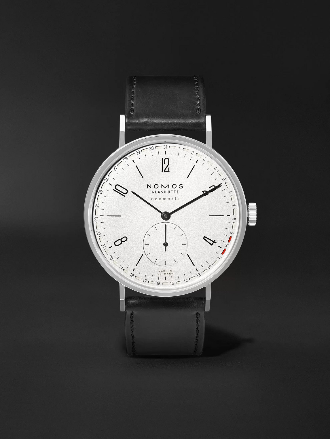 Nomos Glashütte Tangente Neomatik Automatic 41mm Stainless Steel And Leather Watch, Ref. No. 180 In White
