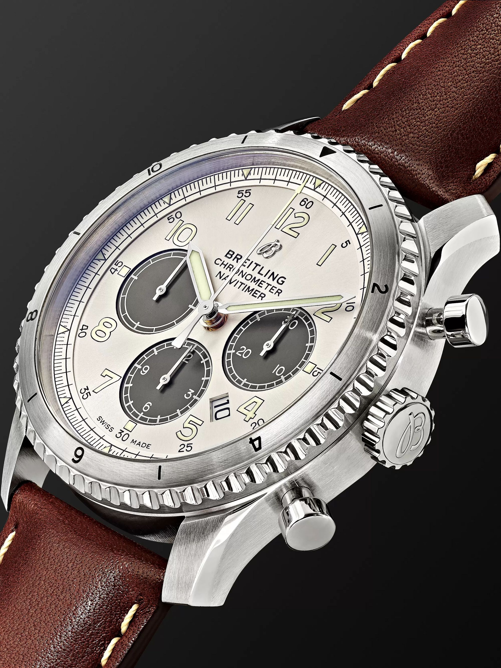 BREITLING Navitimer 8 B01 Automatic Chronograph 43mm Stainless Steel and Leather Watch, Ref. No. AB01171A1G1P1