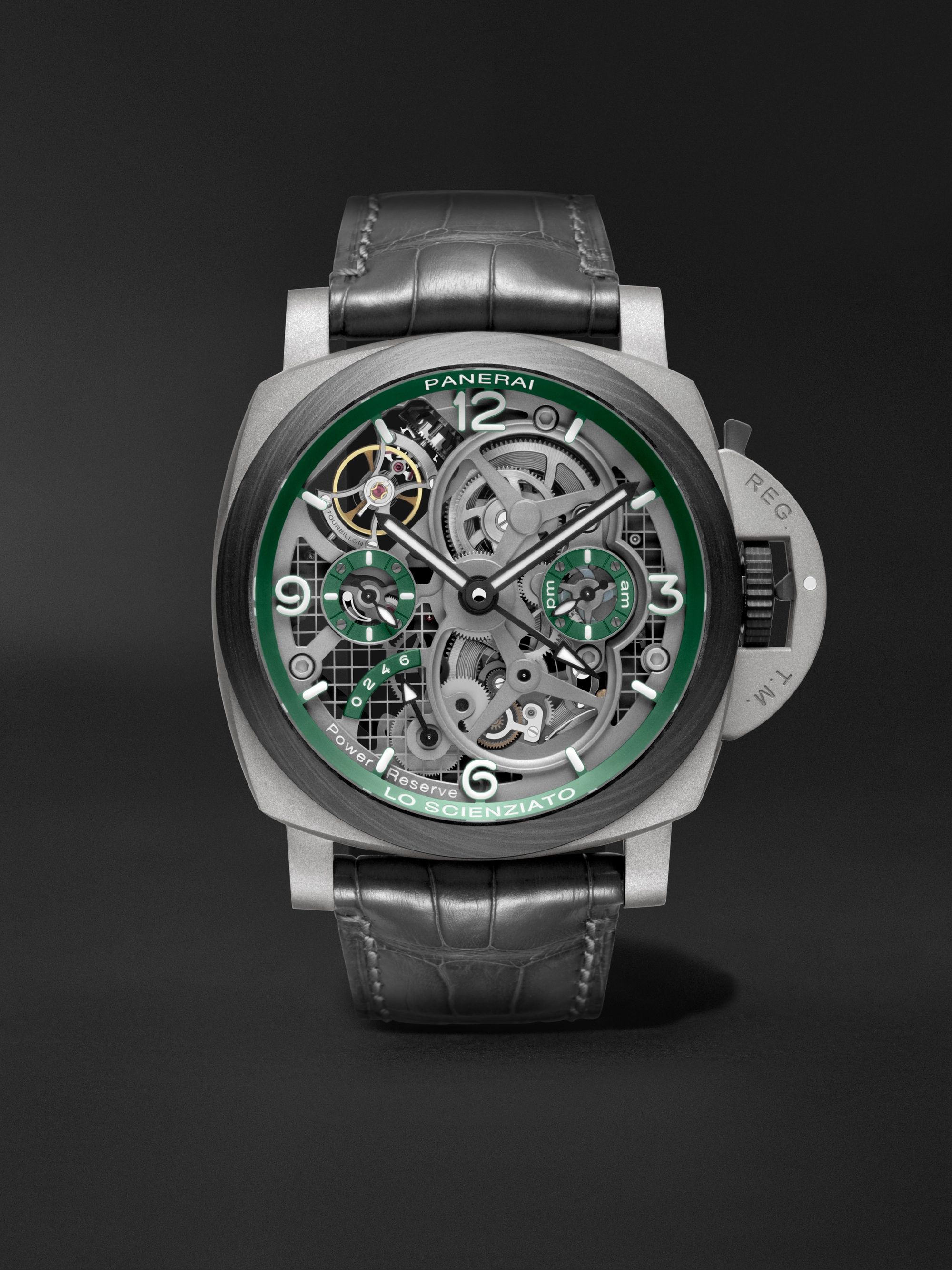 PANERAI Luminor Tourbillion GMT Skeleton Hand-Wound 47mm Titanium and Alligator Watch, Ref. No. PAM00768