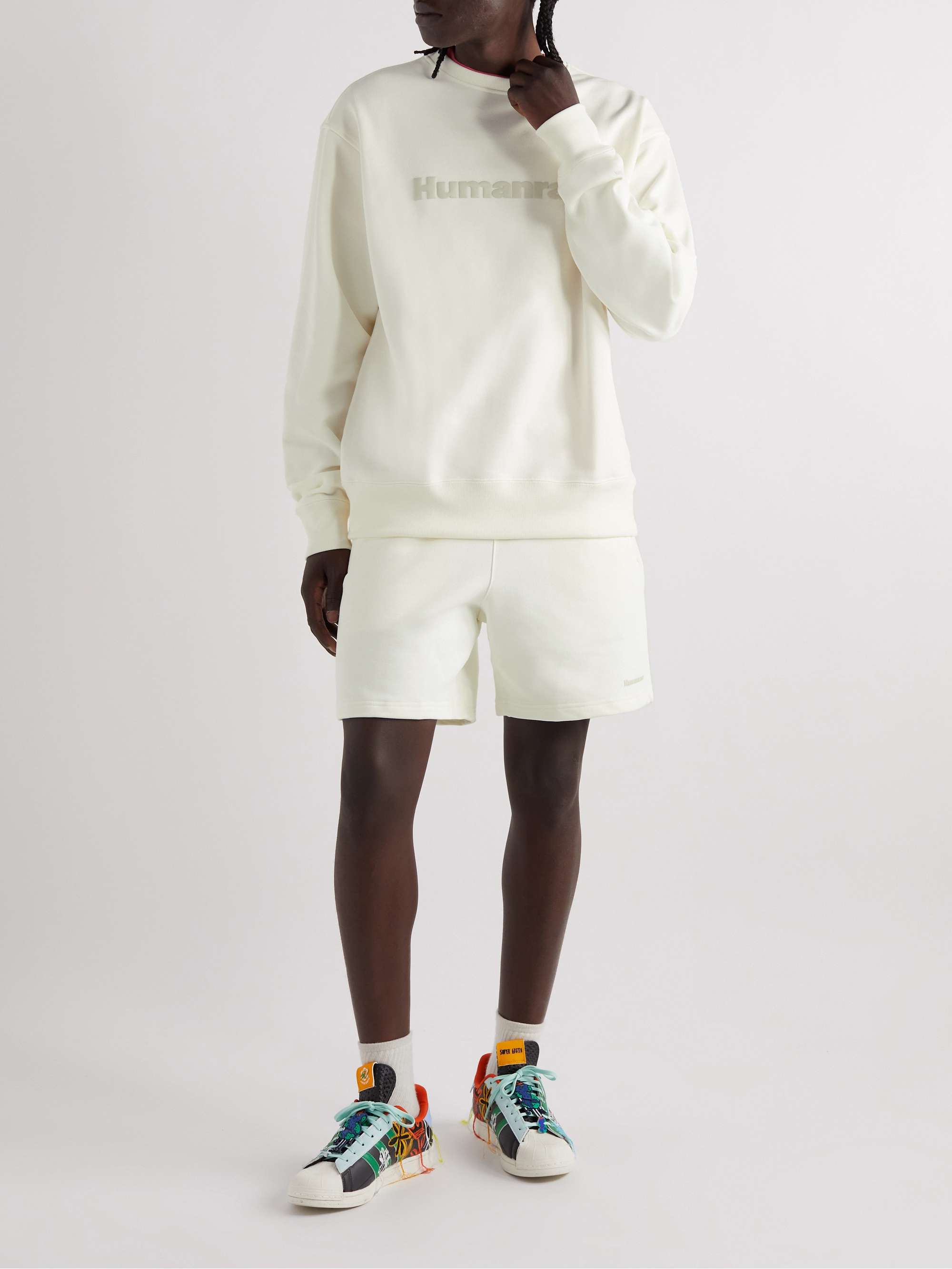 ADIDAS ORIGINALS + Pharrell Williams Straight-Leg Logo-Embroidered Cotton-Jersey Shorts