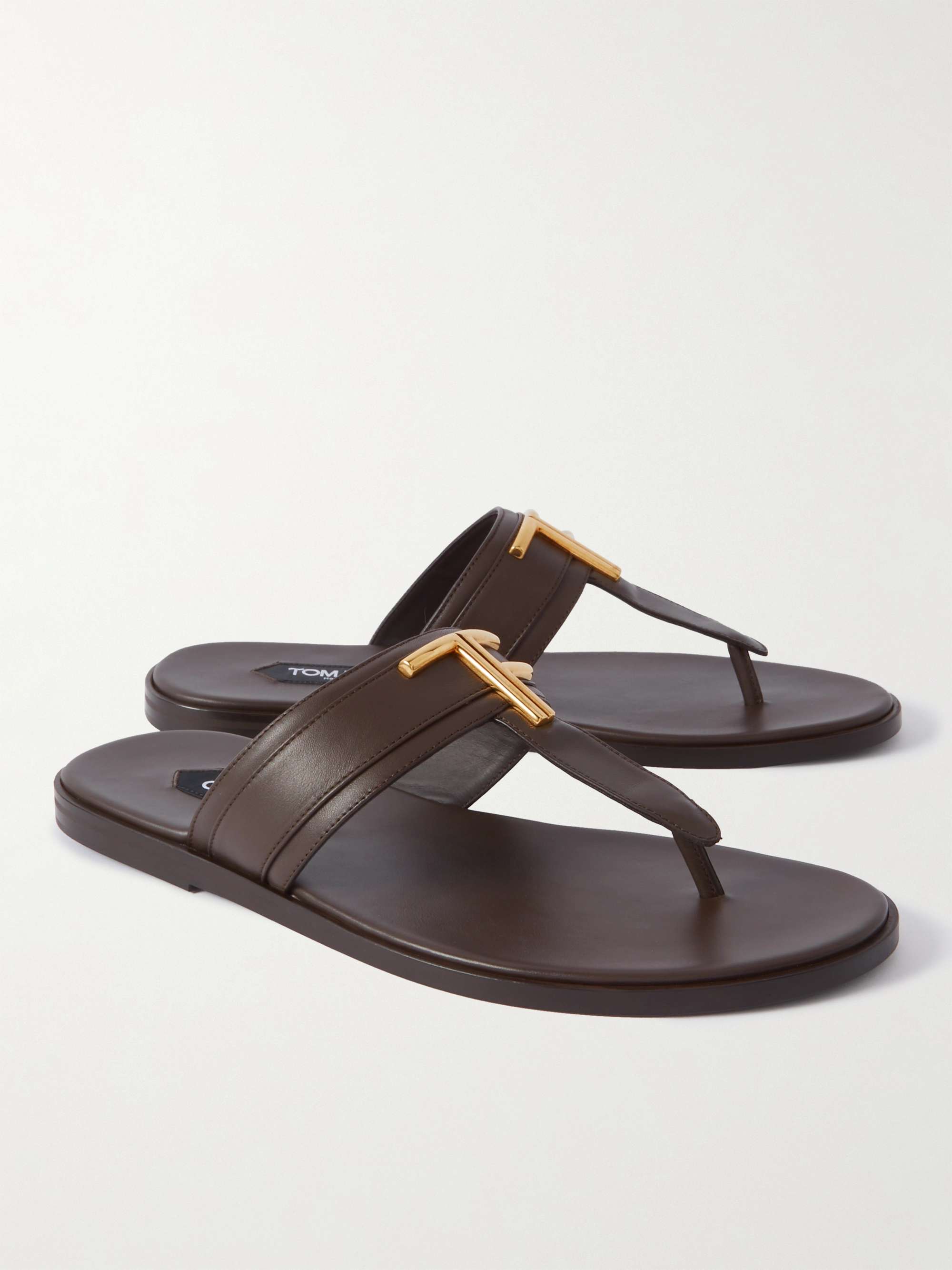 Tom Ford Leather Brighton Sandals in Brown for Men Mens Shoes Sandals slides and flip flops Leather sandals 