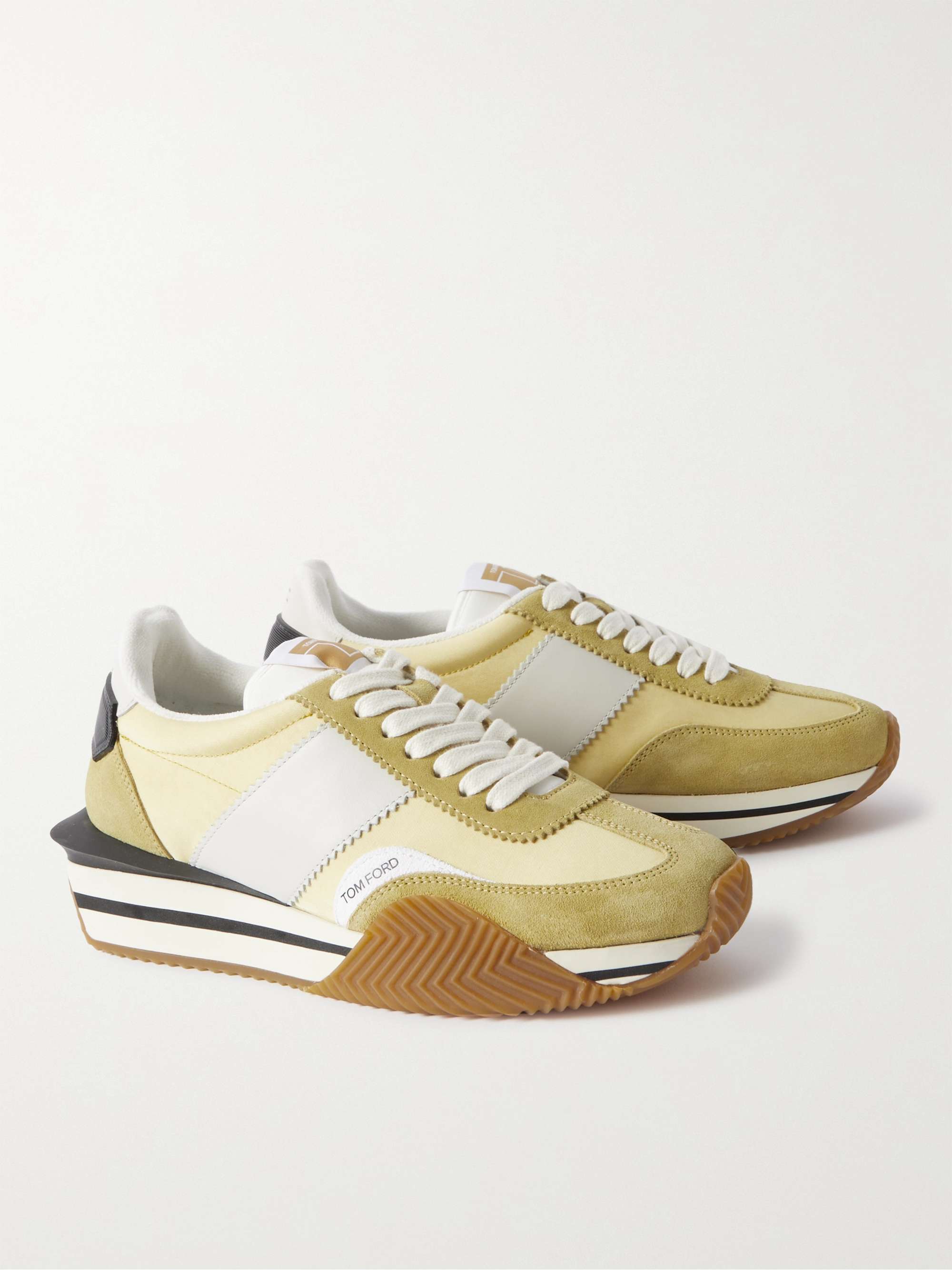 TOM FORD James Rubber-Trimmed Leather, Suede and Nylon Sneakers