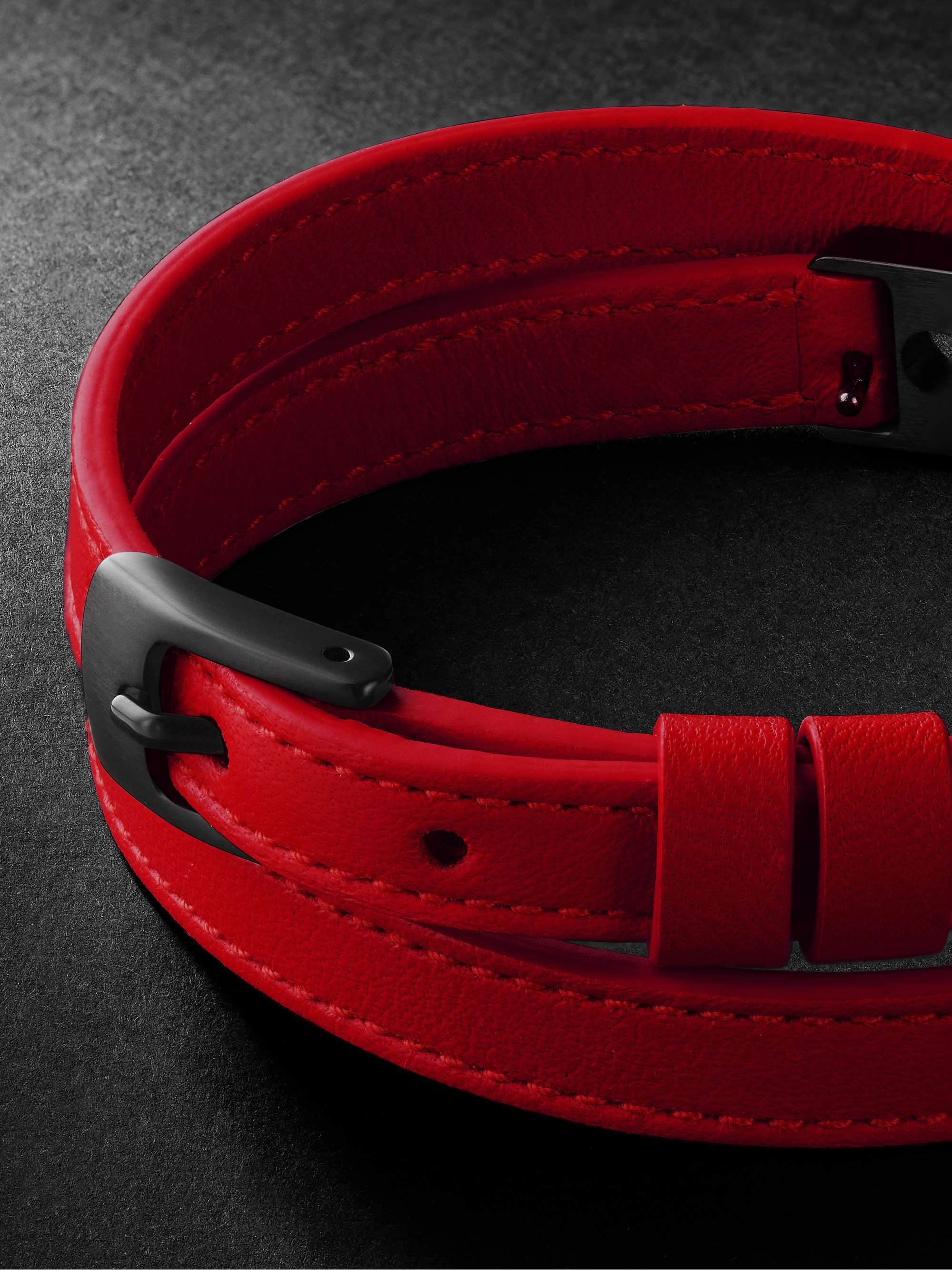 Diamond And Leather Bracelet in Red for Men Messika My Move Blackened Titanium Mens Jewellery Bracelets 