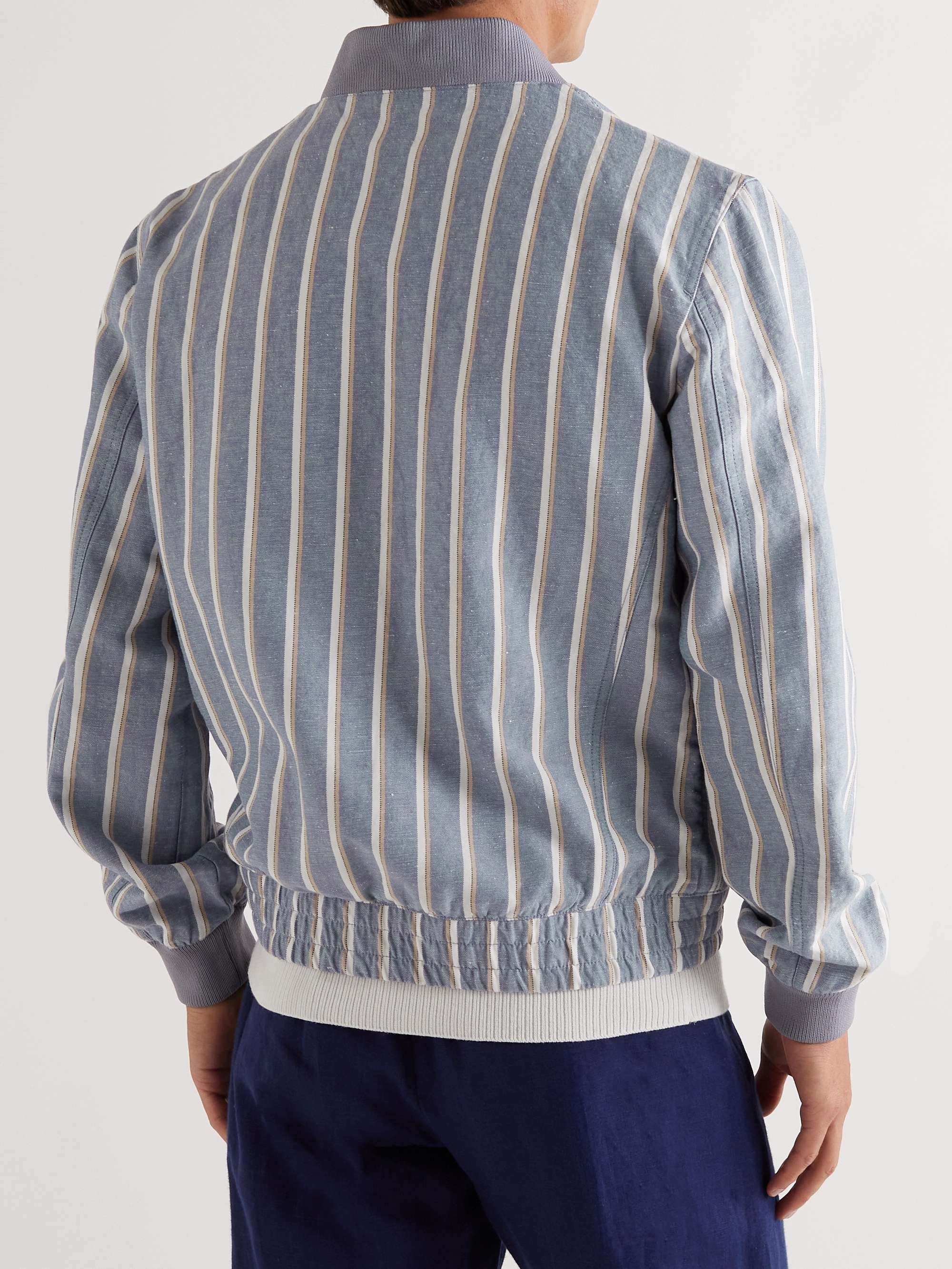 MR P. Striped Cotton and Linen-Blend Bomber Jacket