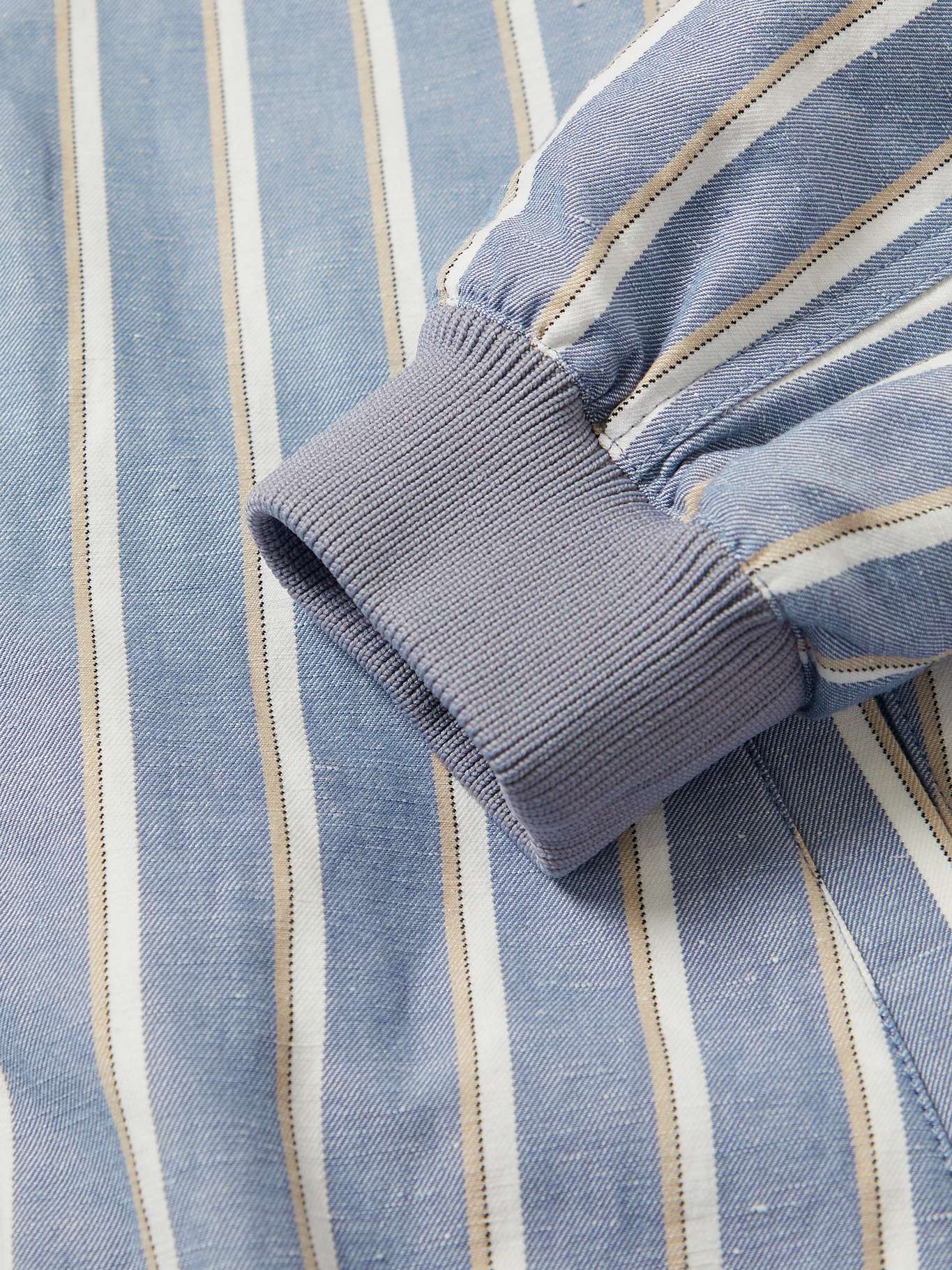 Light blue Striped Cotton and Linen-Blend Bomber Jacket | MR P. | MR PORTER