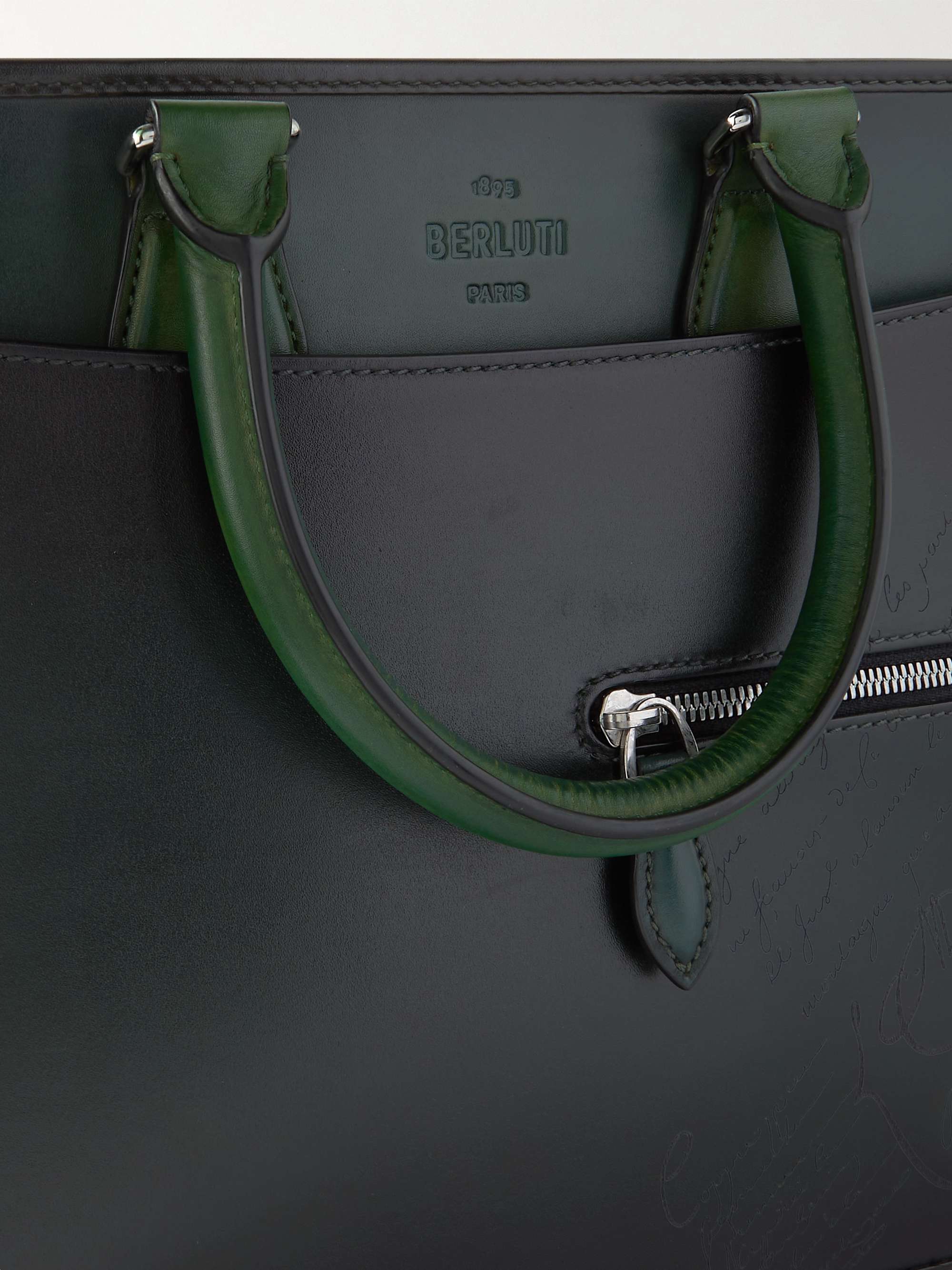 BERLUTI Two-Tone Scritto Leather Briefcase