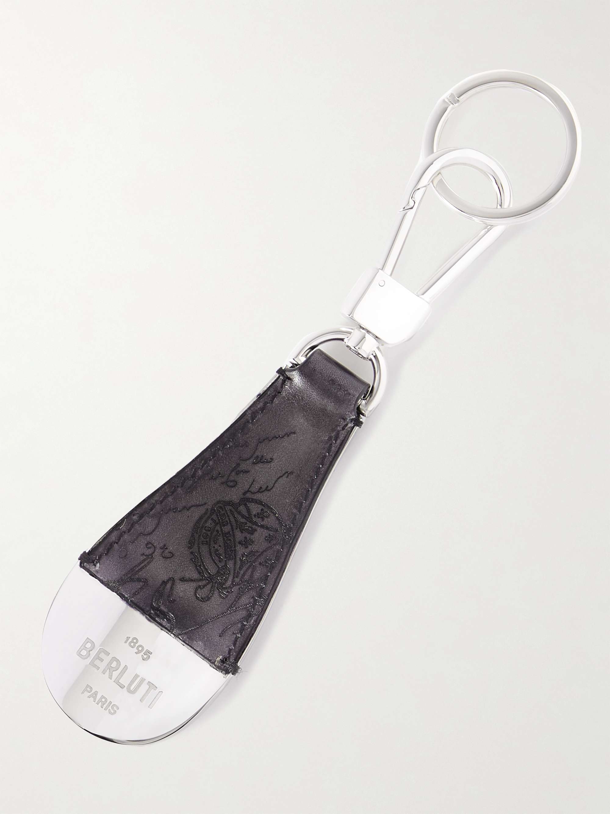 BERLUTI Logo-Debossed Venezia Leather and Silver-Tone Key Fob