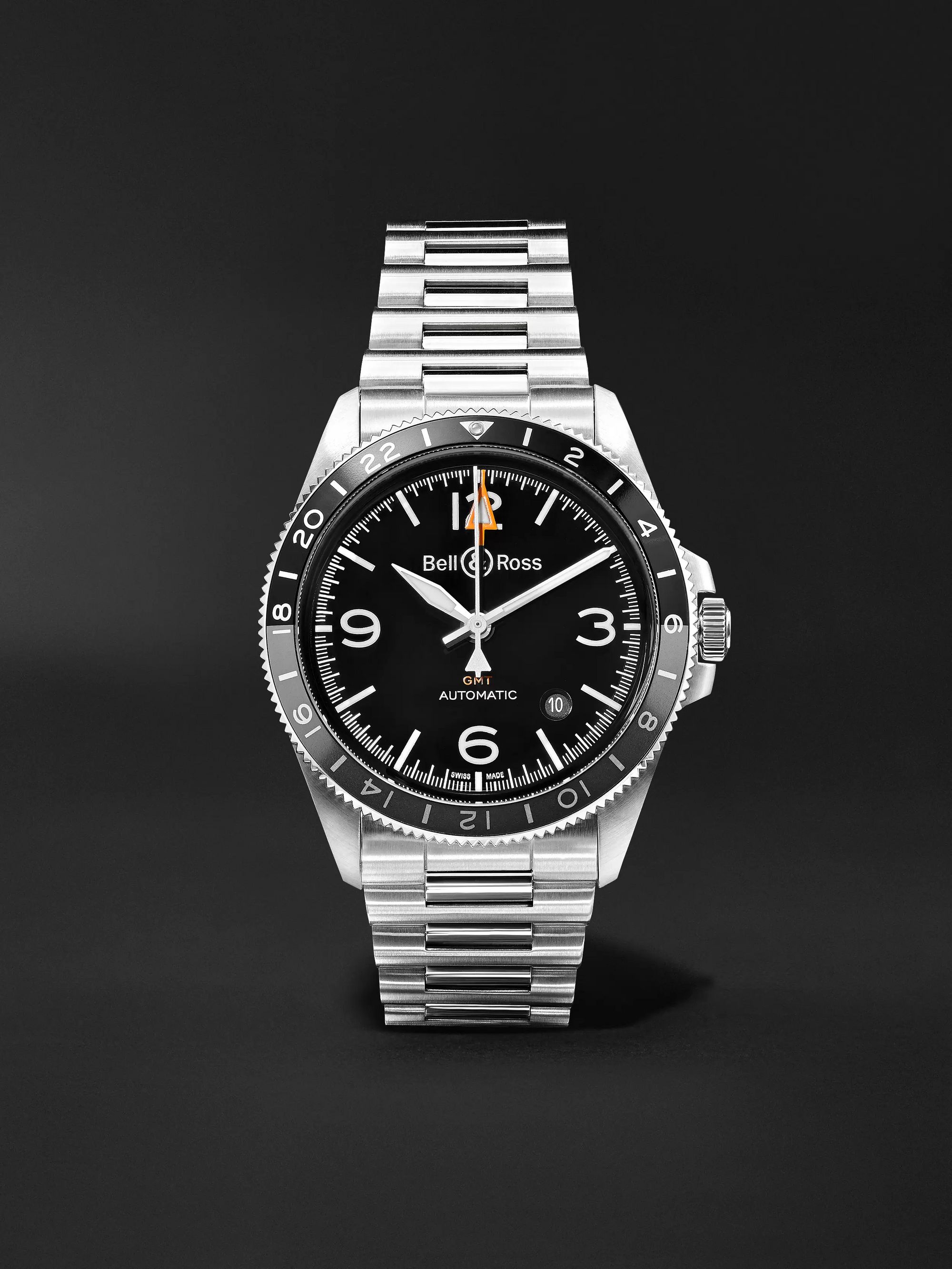 BELL & ROSS BR V2-93 GMT Automatic 41mm Stainless Steel Watch, Ref. No. BRV293-BL-ST/SST