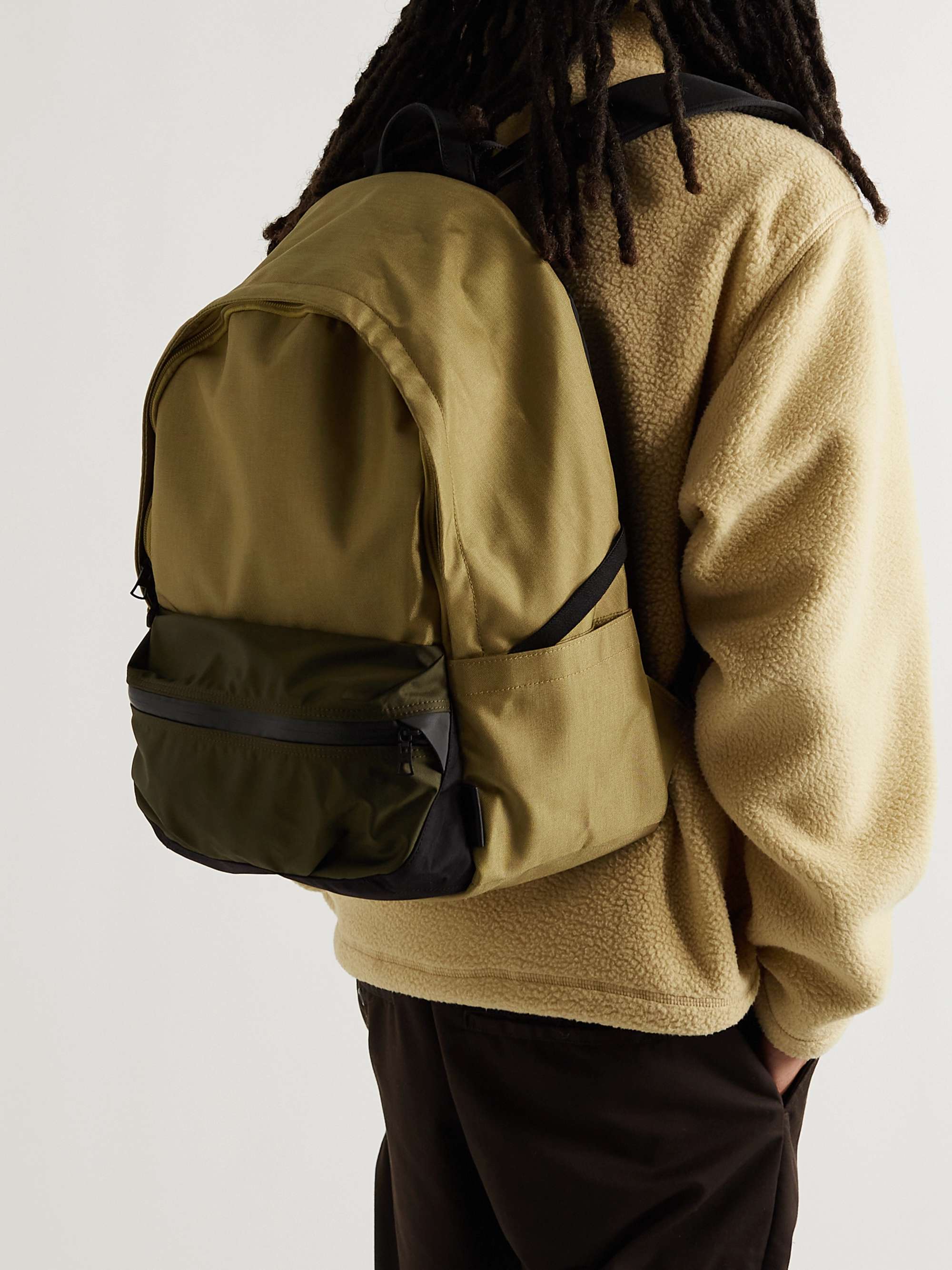 MASTER-PIECE Colour-Block Leather-Trimmed CORDURA Backpack