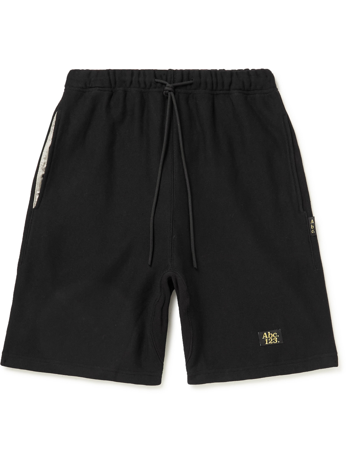 Abc. 123. Wide-leg Logo-appliquéd Cotton-jersey Drawstring Shorts In Black