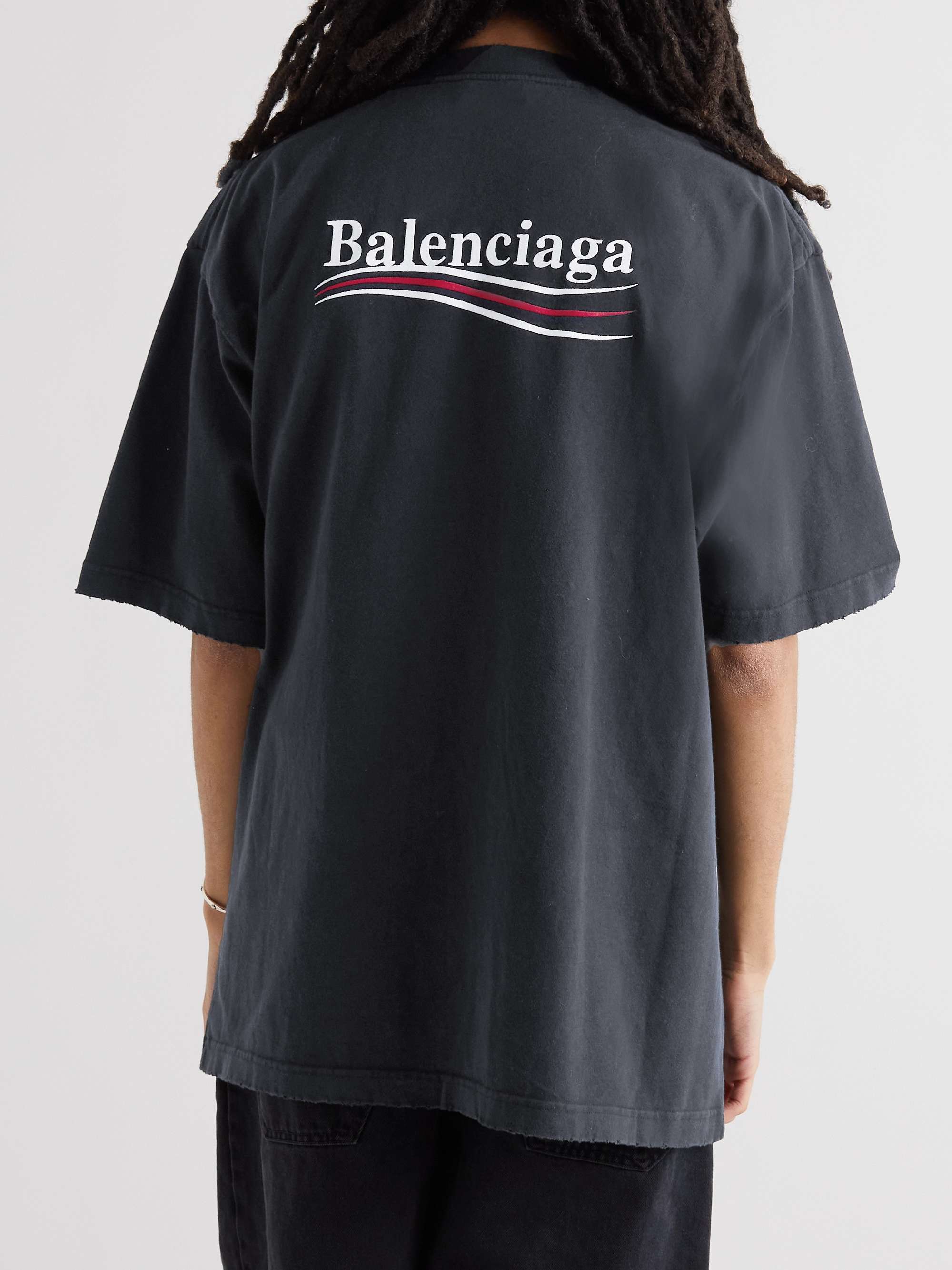 BALENCIAGA Oversized Logo-Embroidered Cotton-Jersey T-Shirt