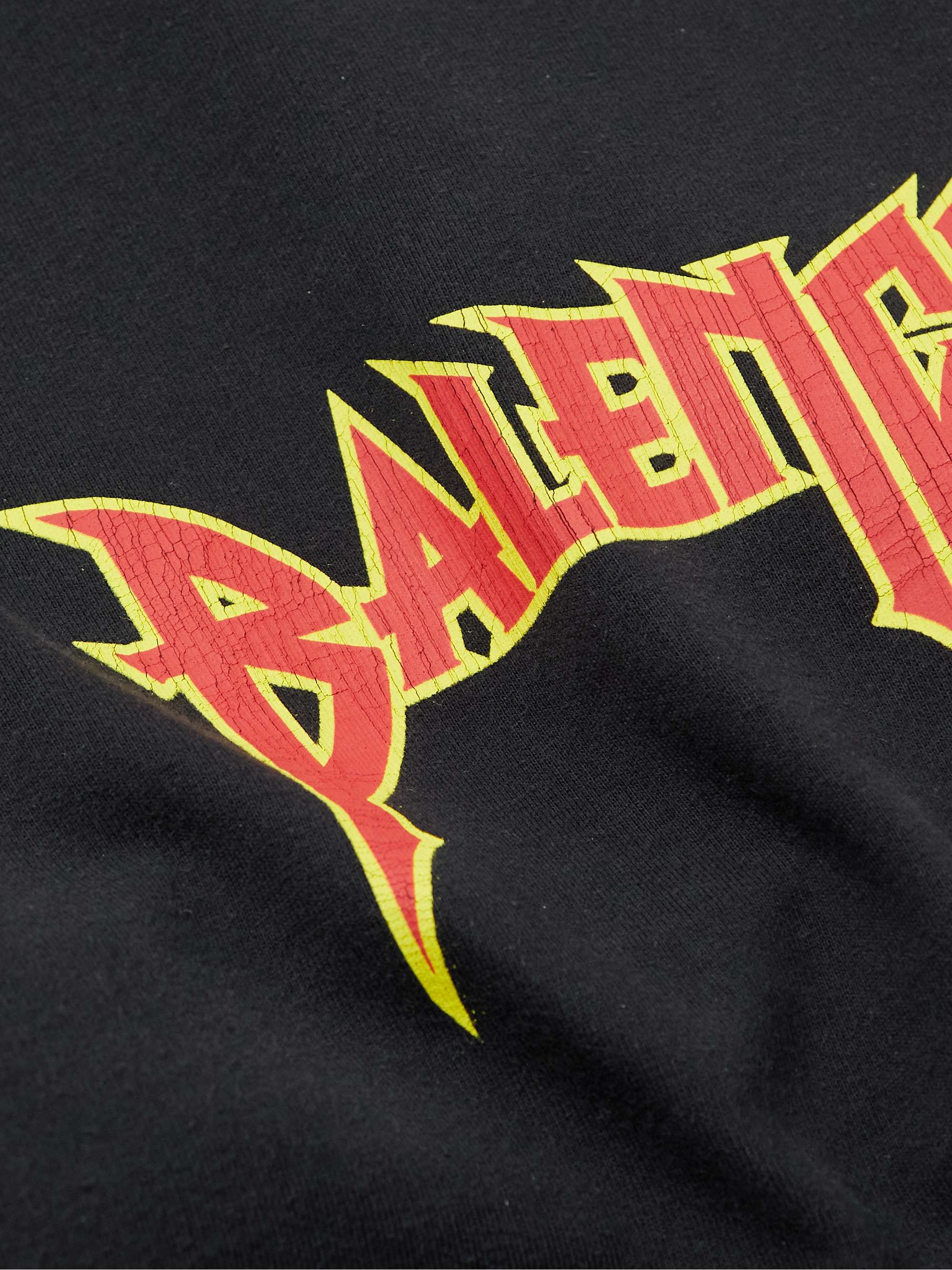 BALENCIAGA Logo-Print Distressed Cotton-Jersey Hoodie