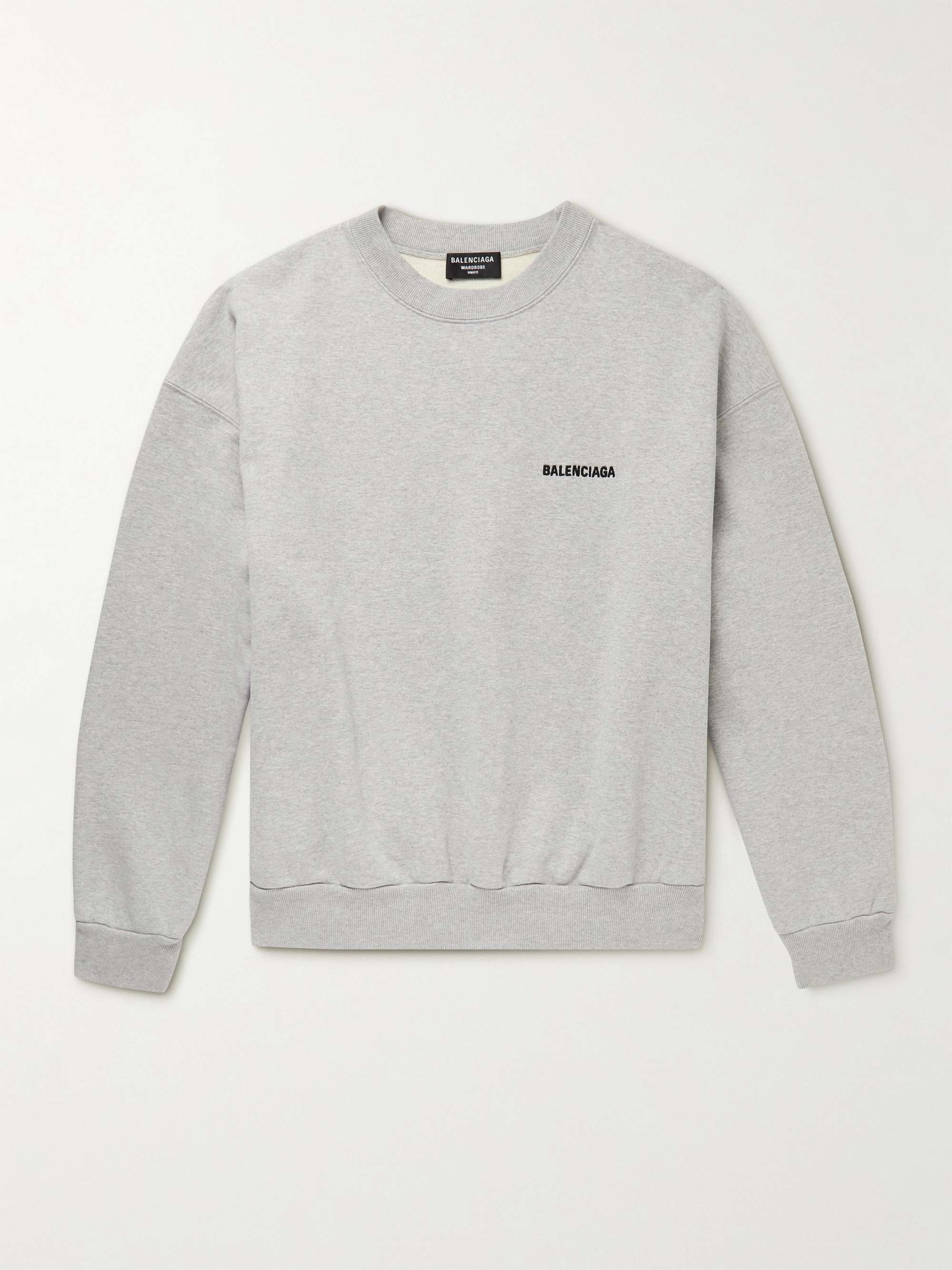 BALENCIAGA Logo-Embroidered Cotton-Jersey Sweatshirt
