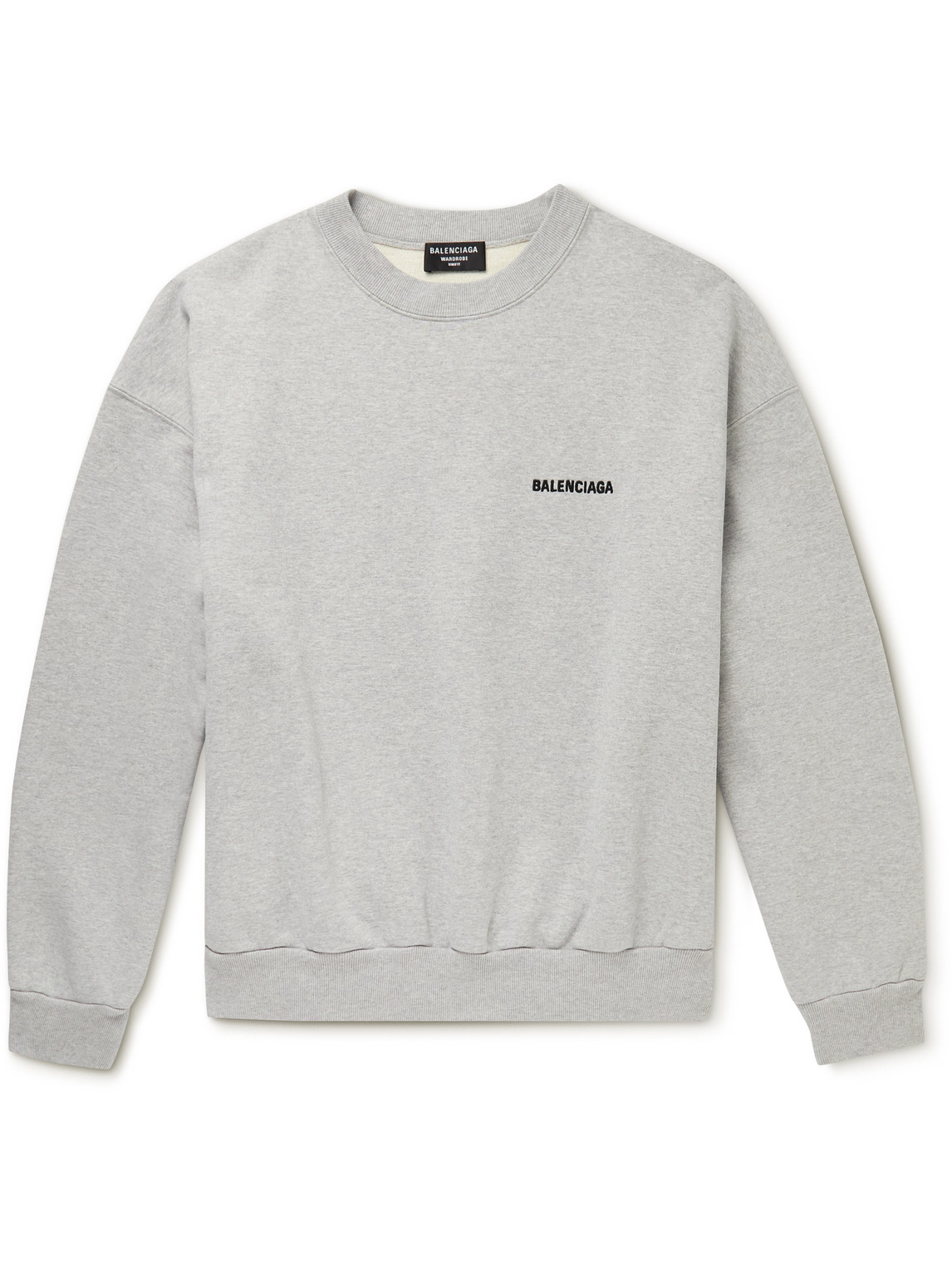 Balenciaga Logo-embroidered Cotton-jersey Sweatshirt In Grey