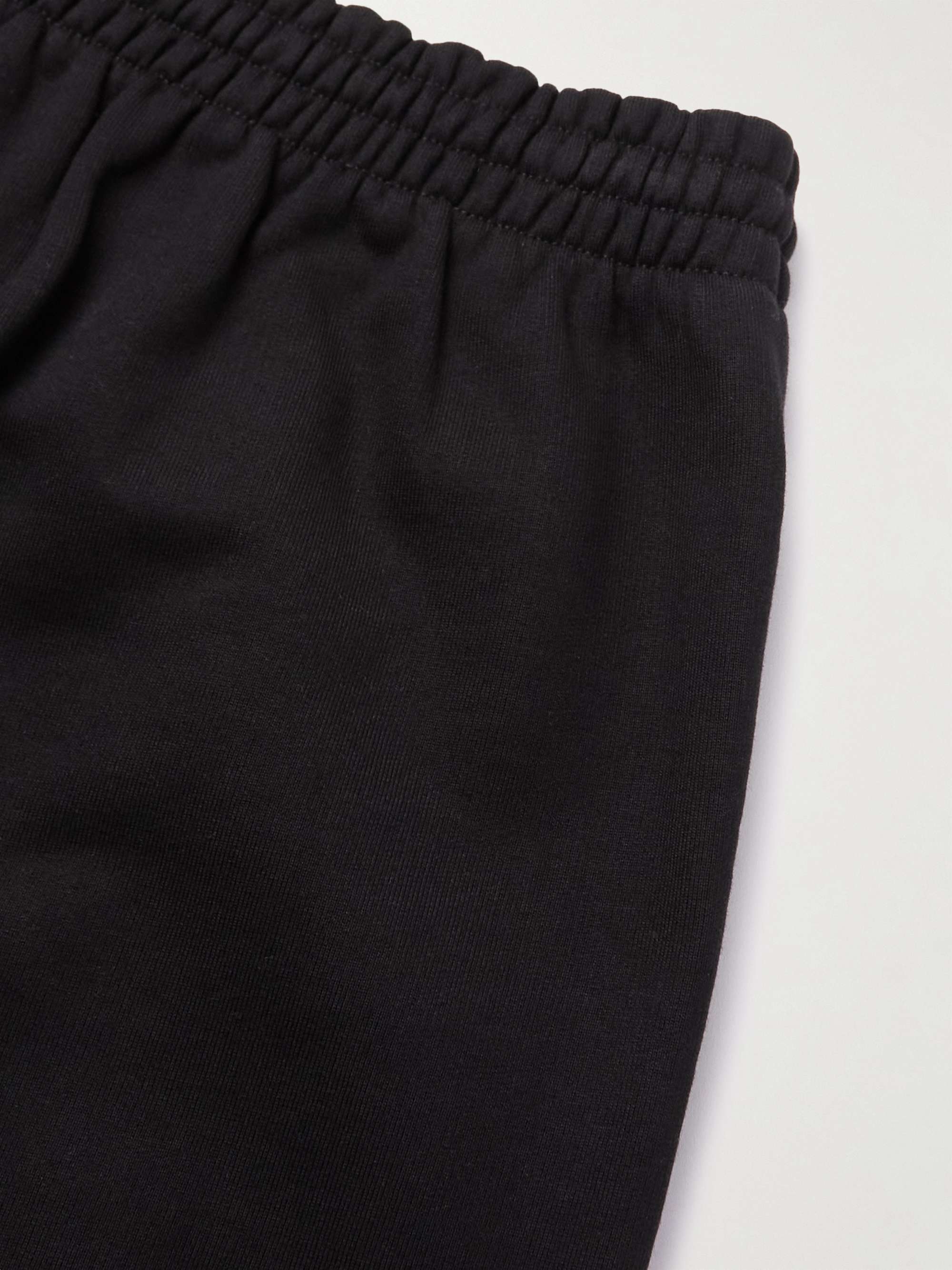 BALENCIAGA Wide-Leg Logo-Embroidered Distressed Cotton-Jersey Shorts