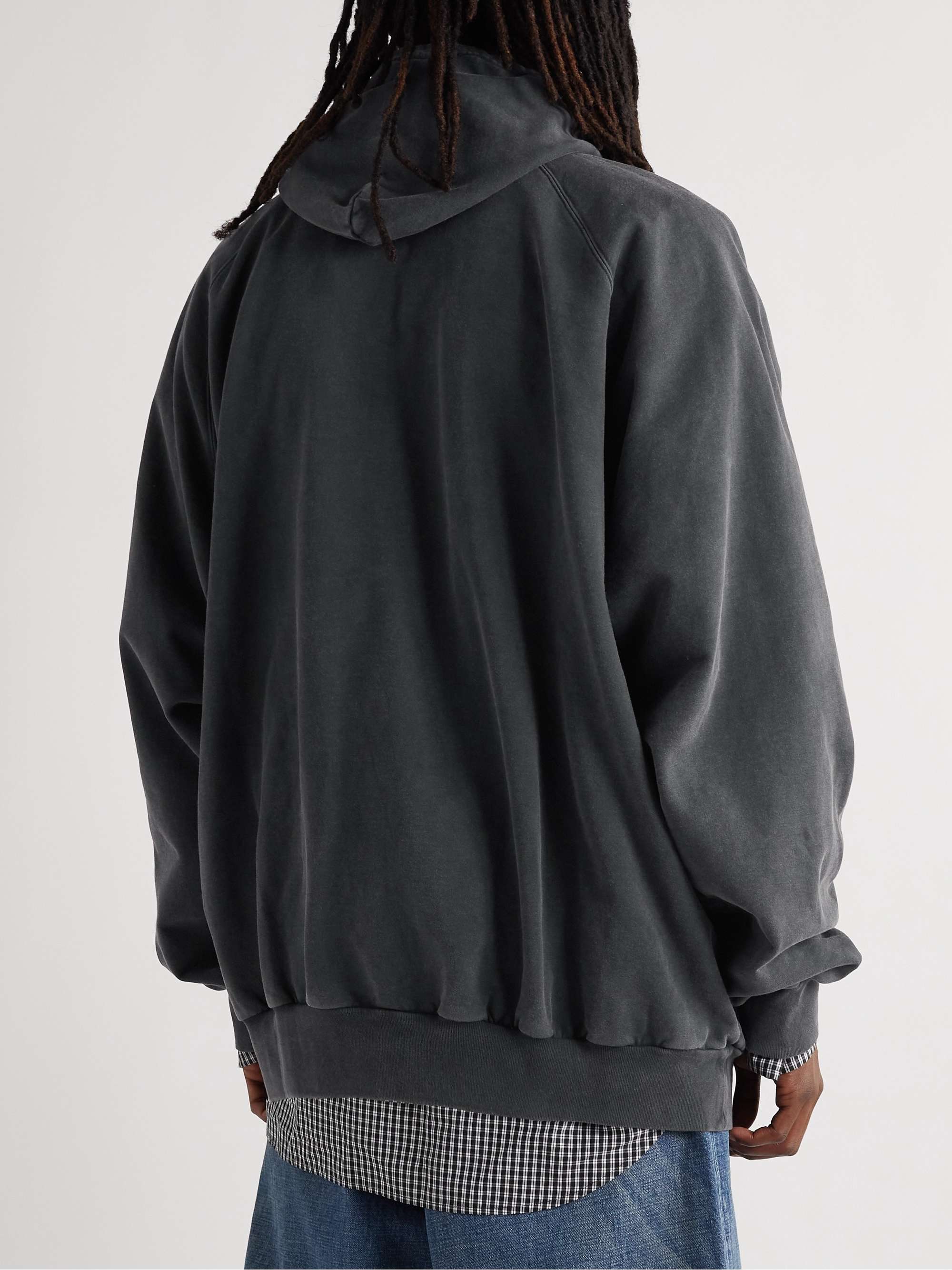 BALENCIAGA Oversized Logo-Embroidered Cotton-Jersey Hoodie