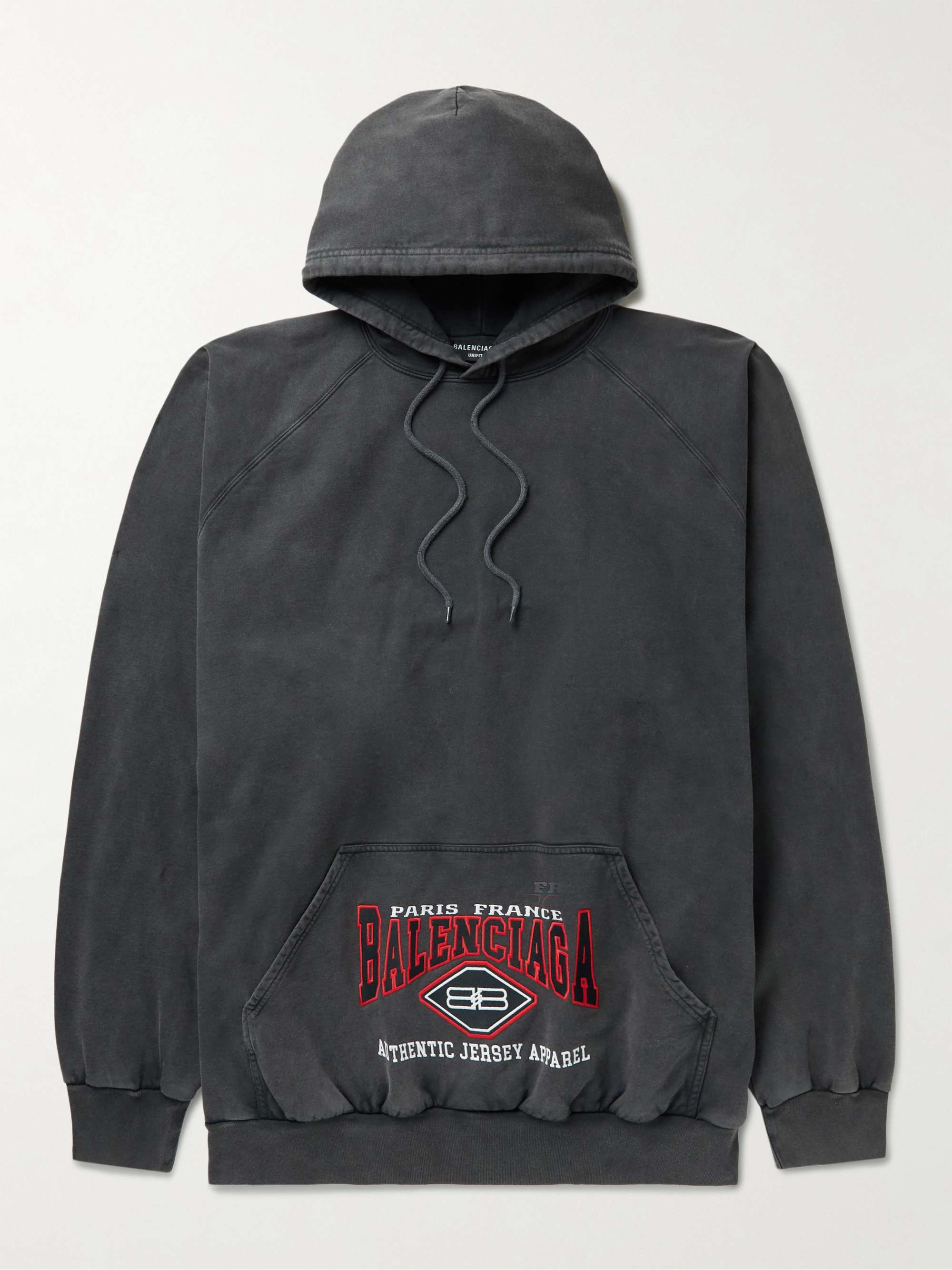 BALENCIAGA Oversized Logo-Embroidered Cotton-Jersey Hoodie
