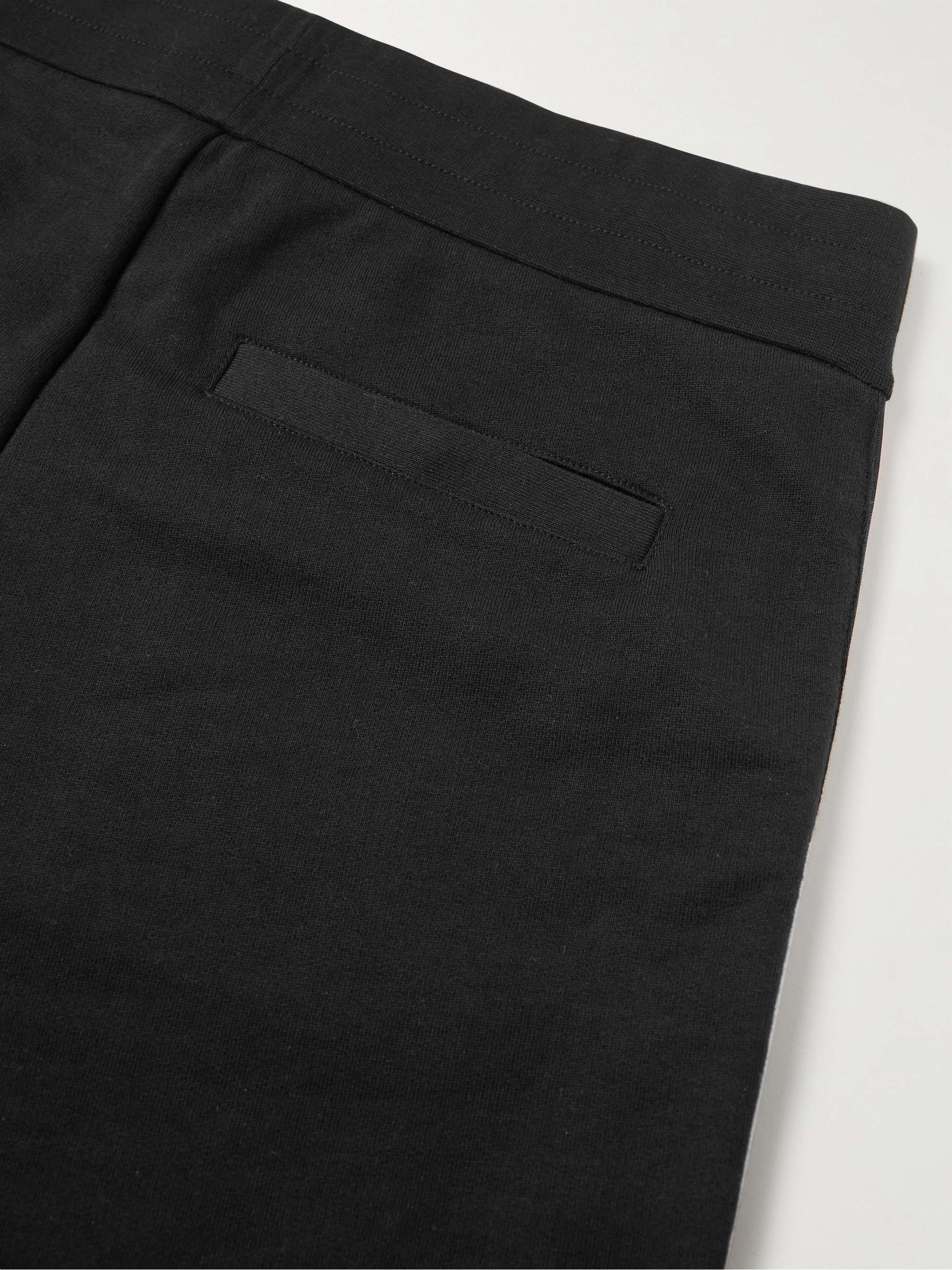 MONCLER Tapered Logo-Appliquéd Striped Cotton-Jersey Sweatpants