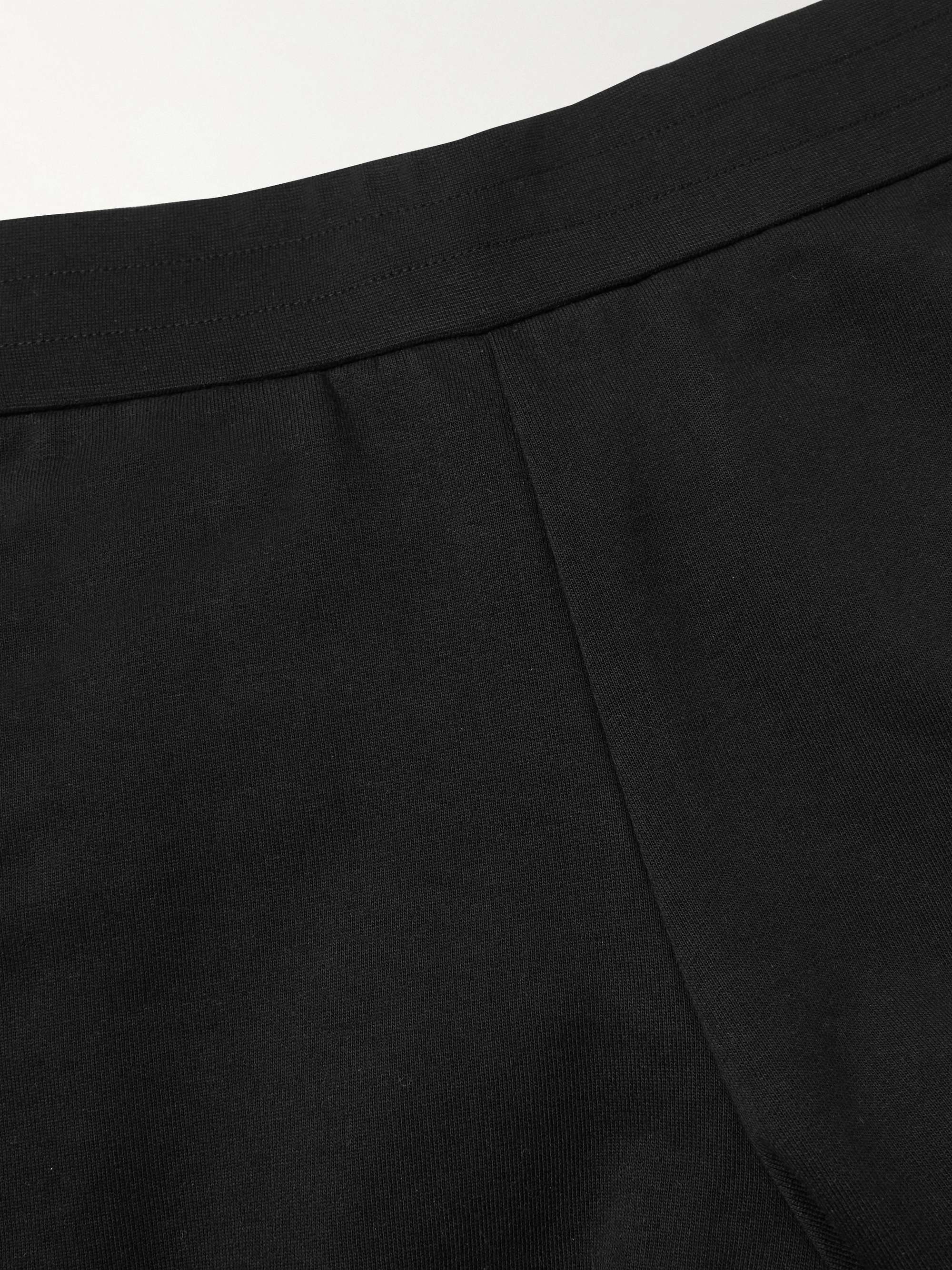 MONCLER Tapered Logo-Appliquéd Striped Cotton-Jersey Sweatpants