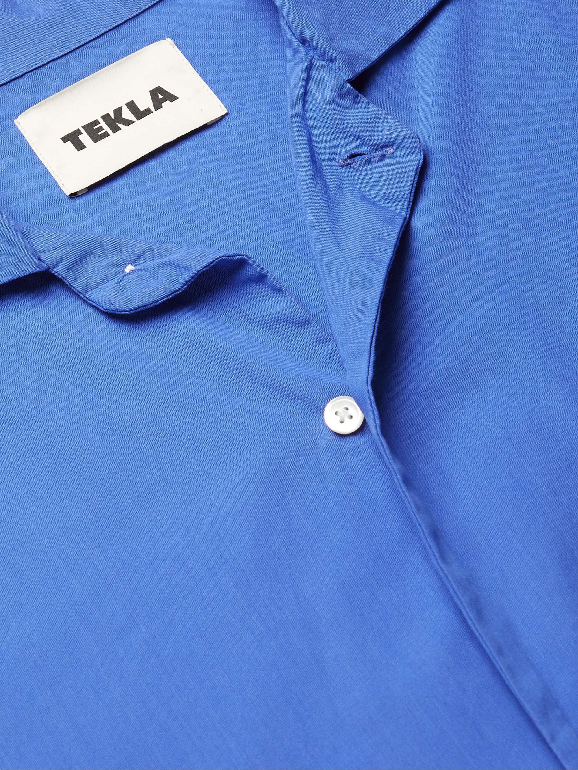 TEKLA Camp-Collar Organic Cotton-Poplin Pyjama Shirt