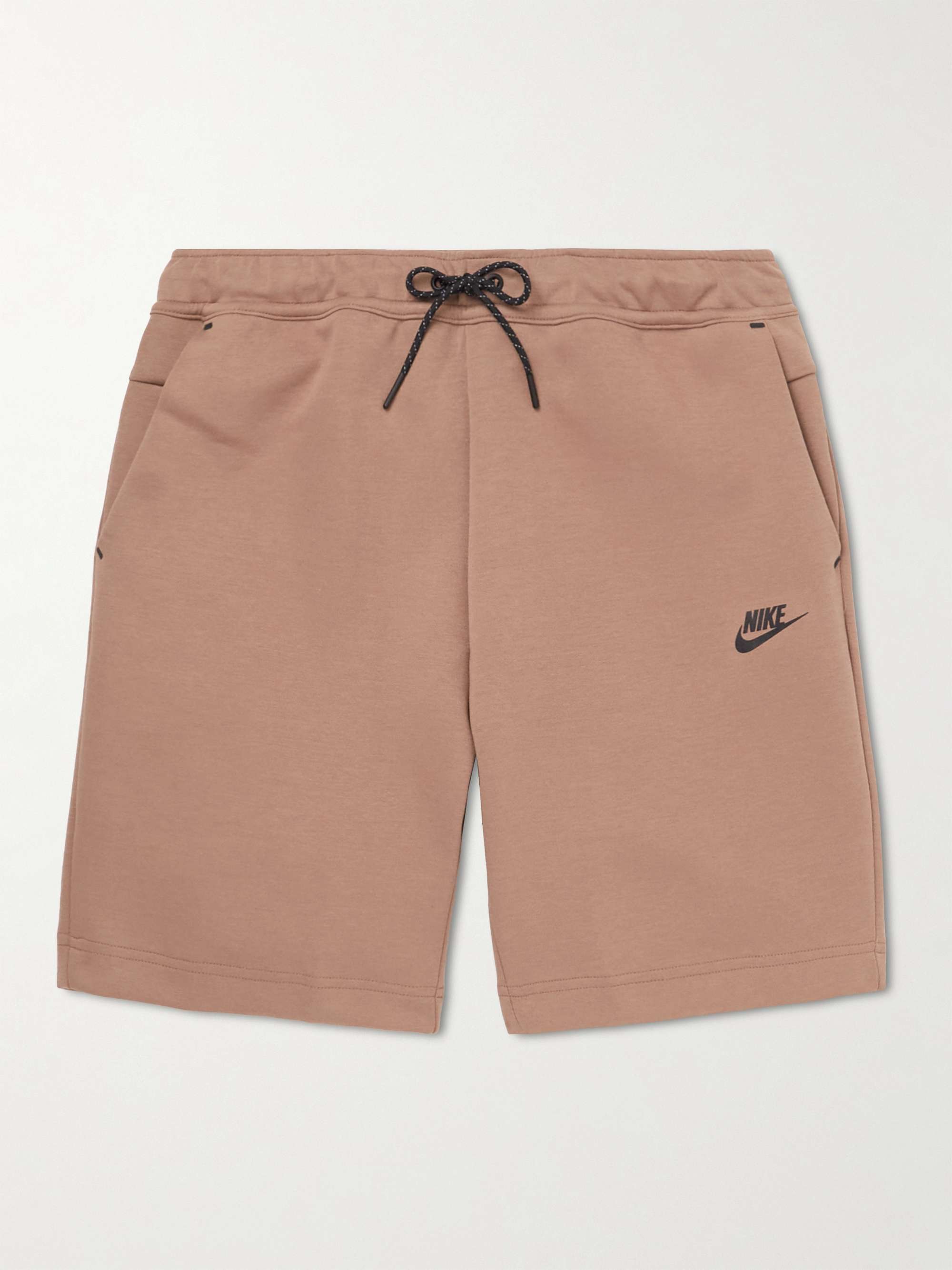 mrporter.com | Sportswear Wide-Leg Logo-Print Cotton-Blend Tech Fleece Drawstring Shorts