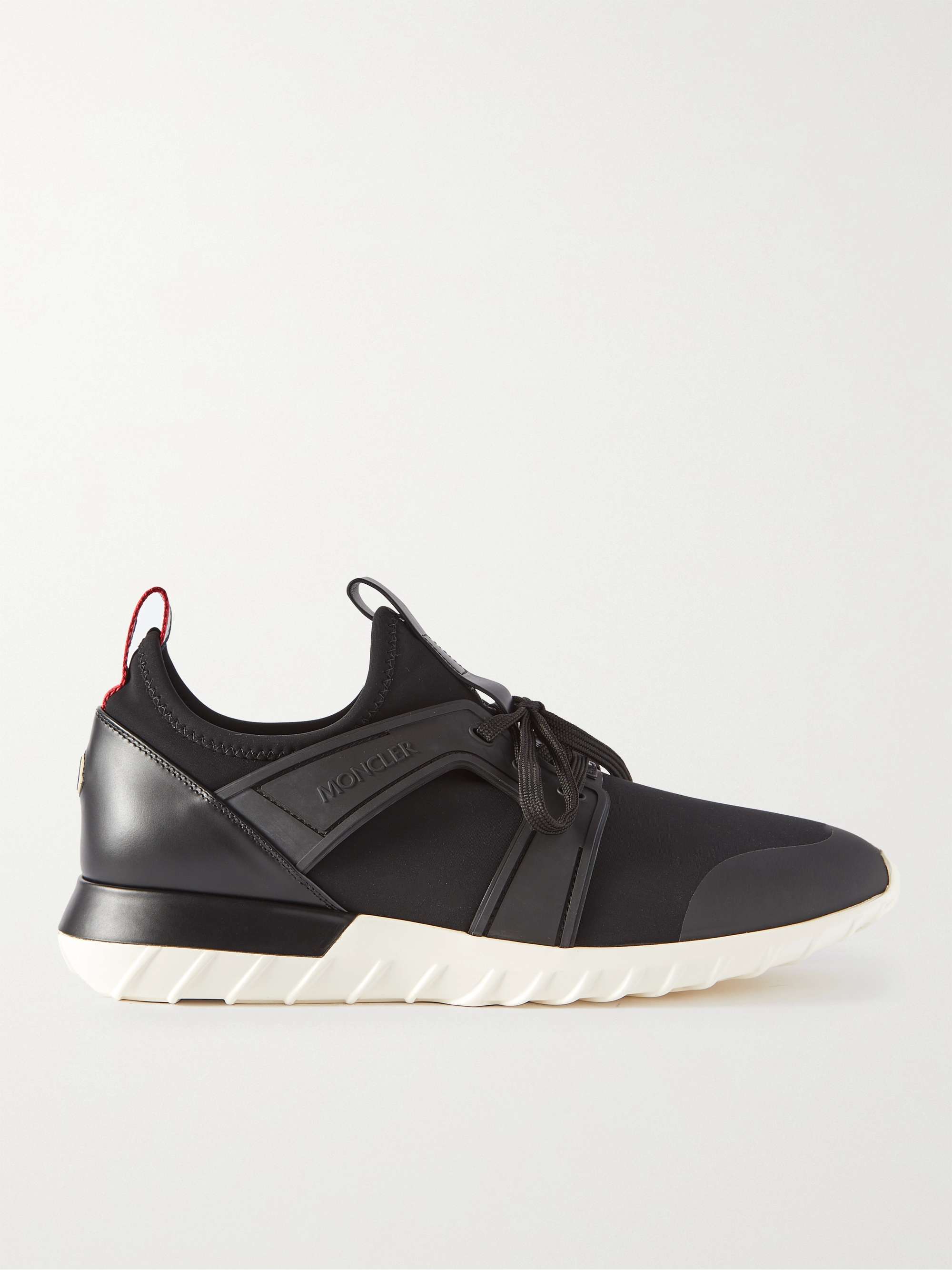 Black Emilien Rubber and Leather-Trimmed Neoprene Sneakers | MONCLER | MR PORTER