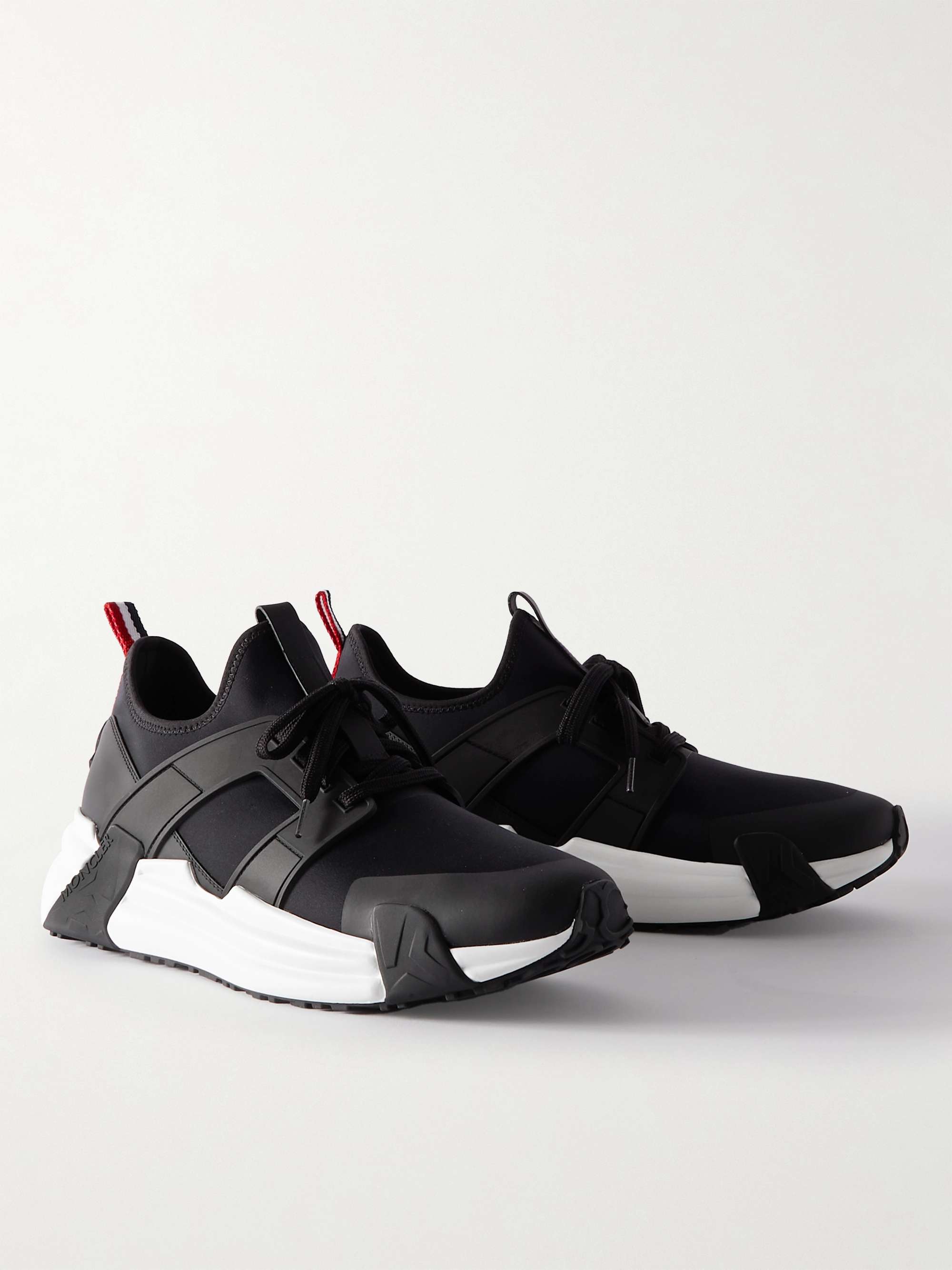 Black Lunarove Rubber and Leather-Trimmed Neoprene Sneakers | MONCLER