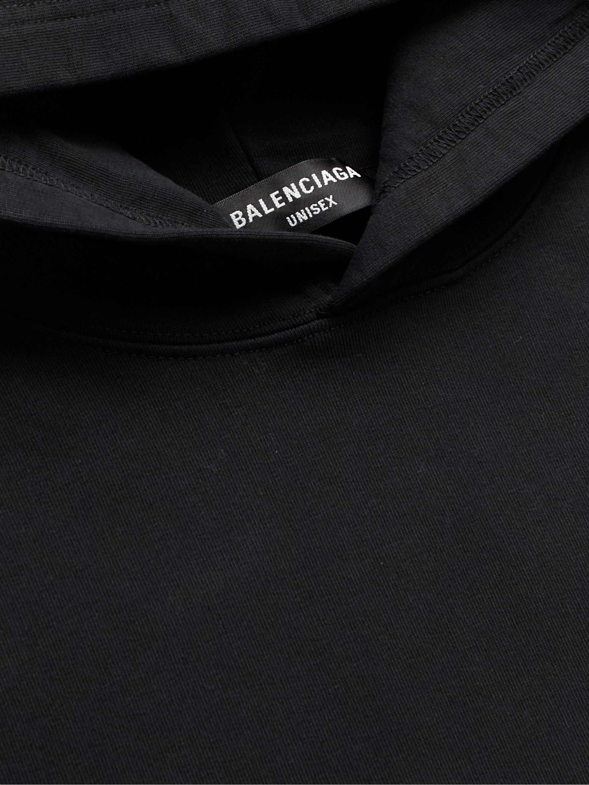 BALENCIAGA Logo-Embroidered Printed Cotton-Jersey Hoodie
