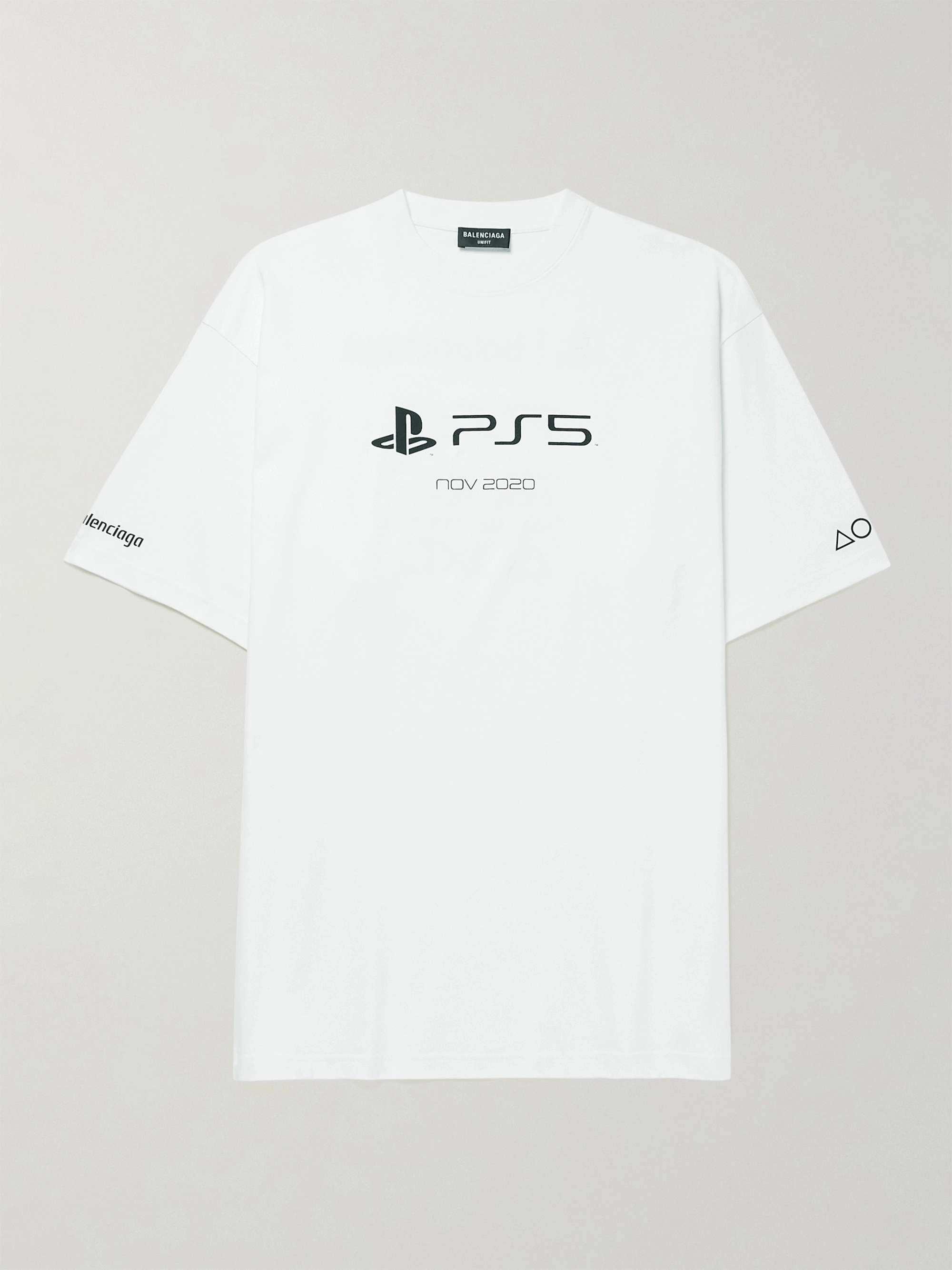 발렌시아가 반팔티 Balenciaga + PlayStation Printed Cotton-Jersey T-Shirt,White