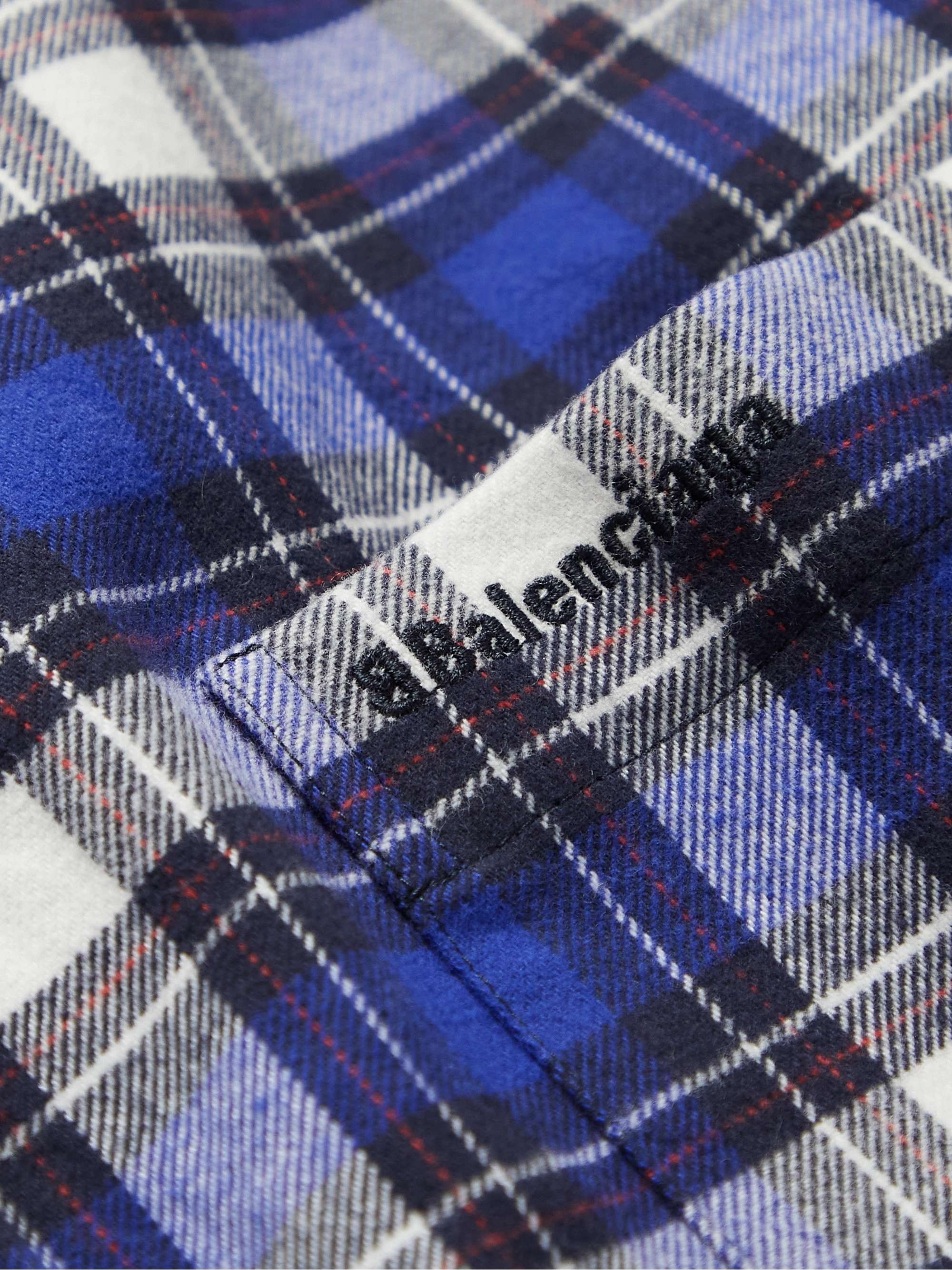BALENCIAGA Padded Logo-Embroidered Checked Cotton-Flannel Overshirt