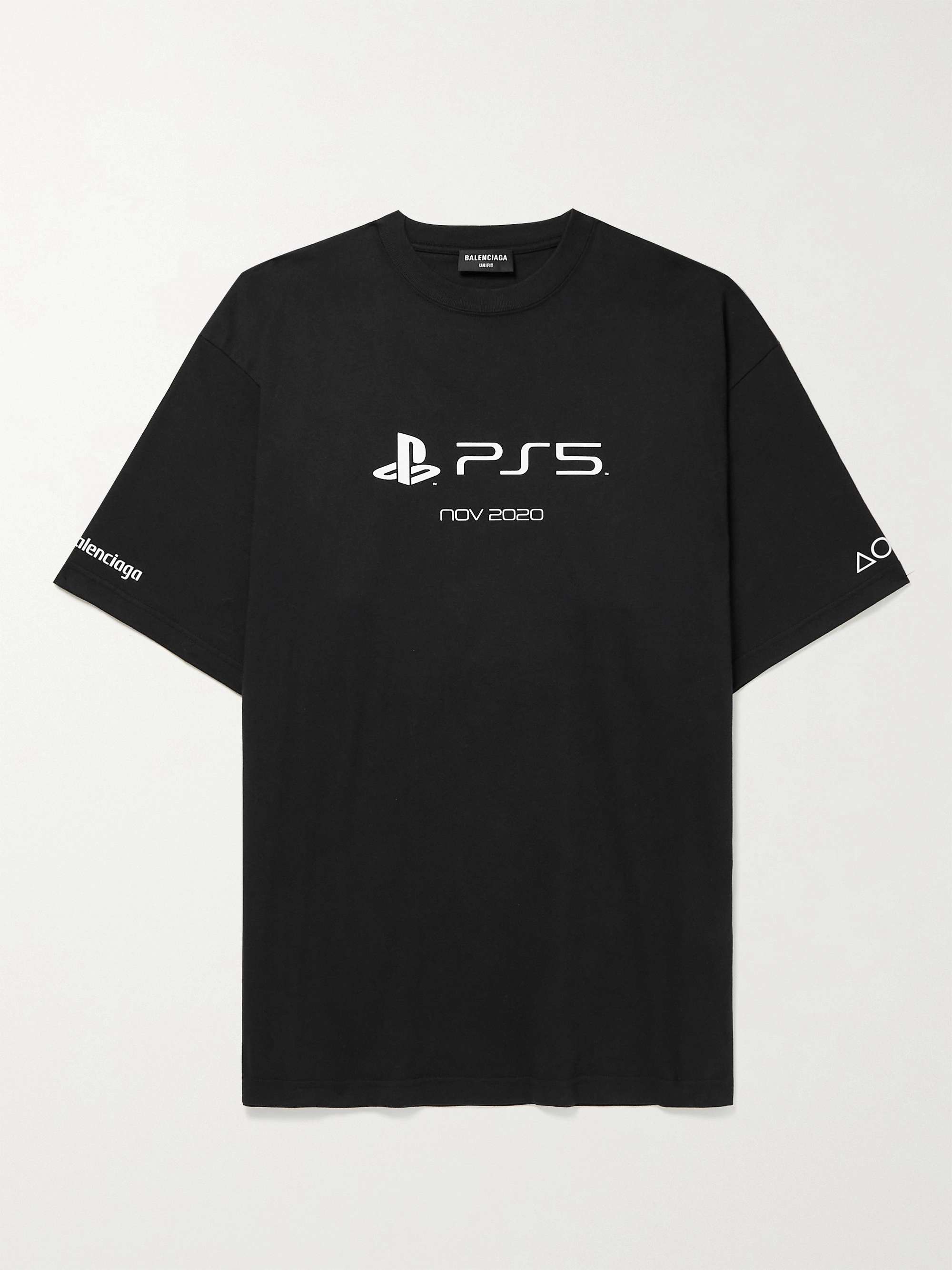 발렌시아가 반팔티 Balenciaga + PlayStation Printed Cotton-Jersey T-Shirt,Black