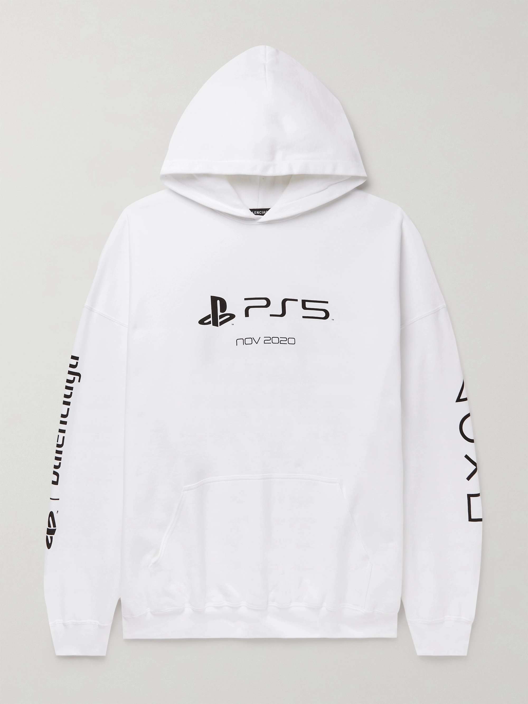발렌시아가 후드티 Balenciaga + PlayStation Printed Cotton-Jersey Hoodie,White