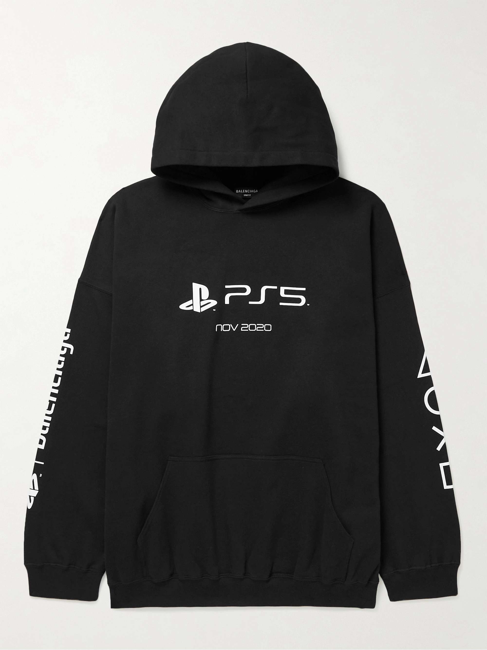 발렌시아가 후드티 Balenciaga + PlayStation Printed Cotton-Jersey Hoodie,Black