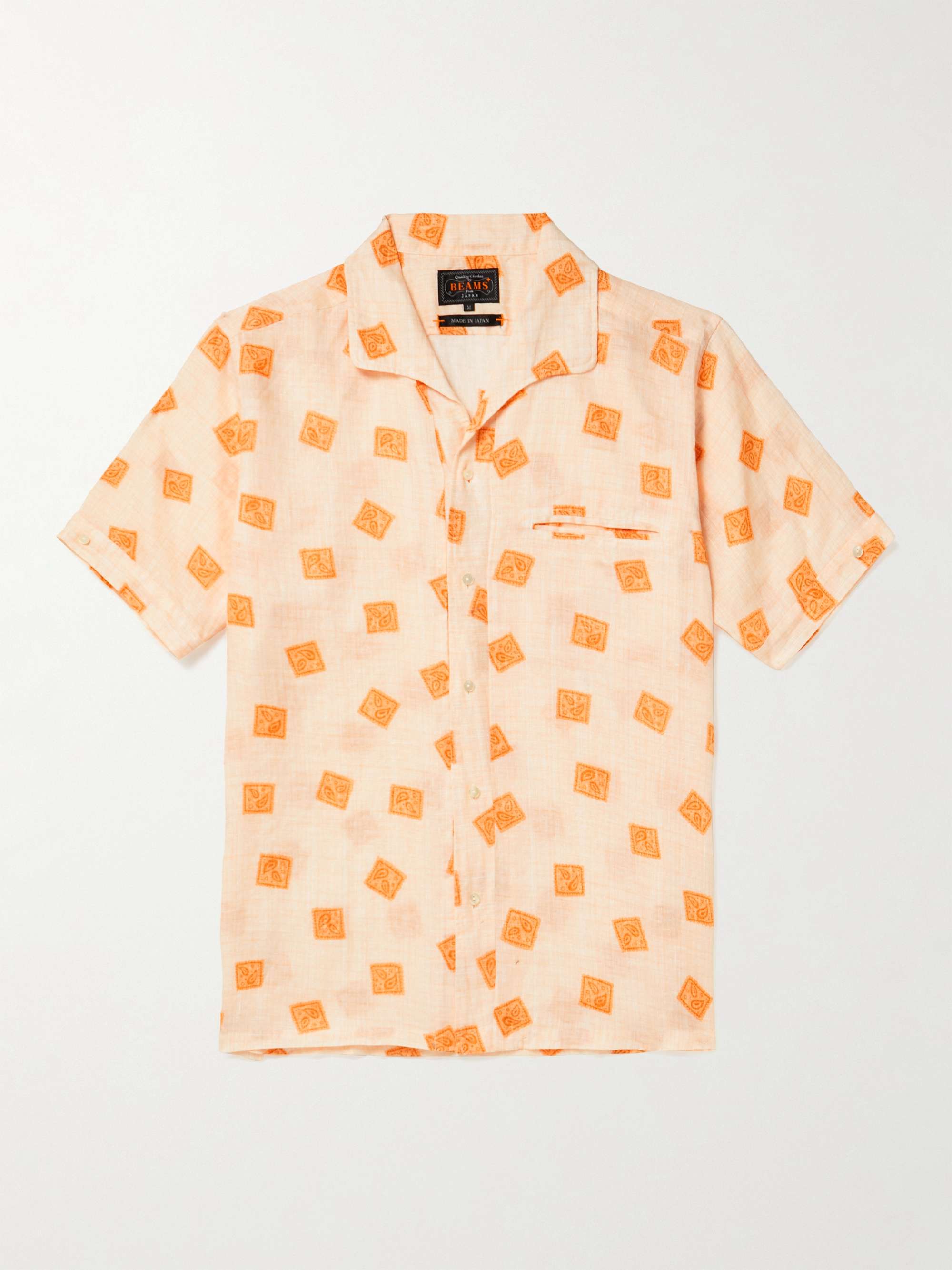 BEAMS PLUS Camp-Collar Printed Linen Shirt